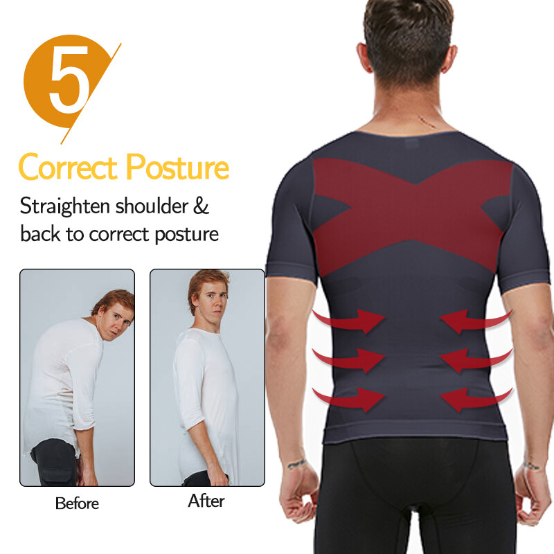 Men’s Slimming T-shirt Weight Loss Body Shaper Tank Tops Chest Compression Shirt