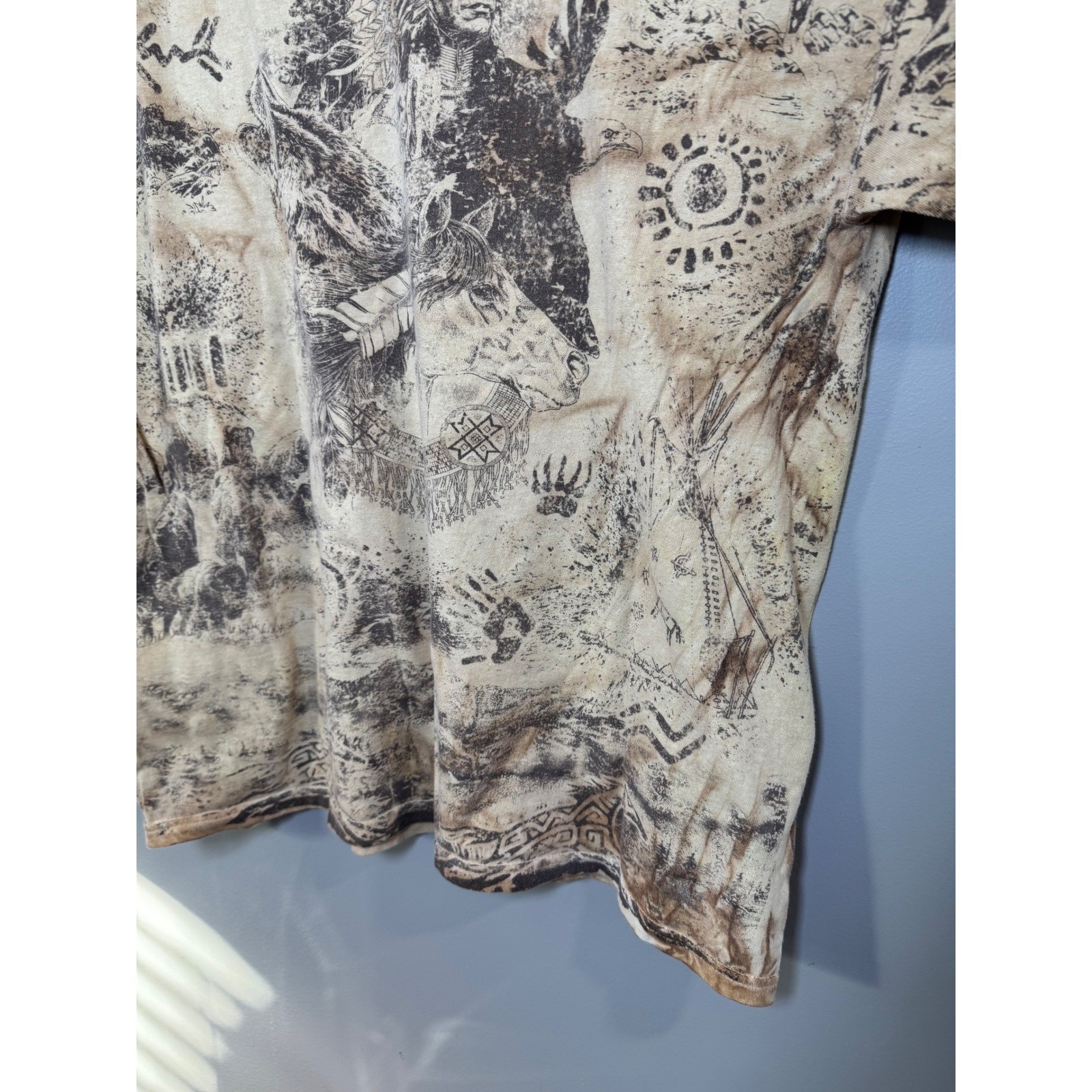 Mens Native American Indian Chief Wolf Eagle Graphic T Shirt All Over Print