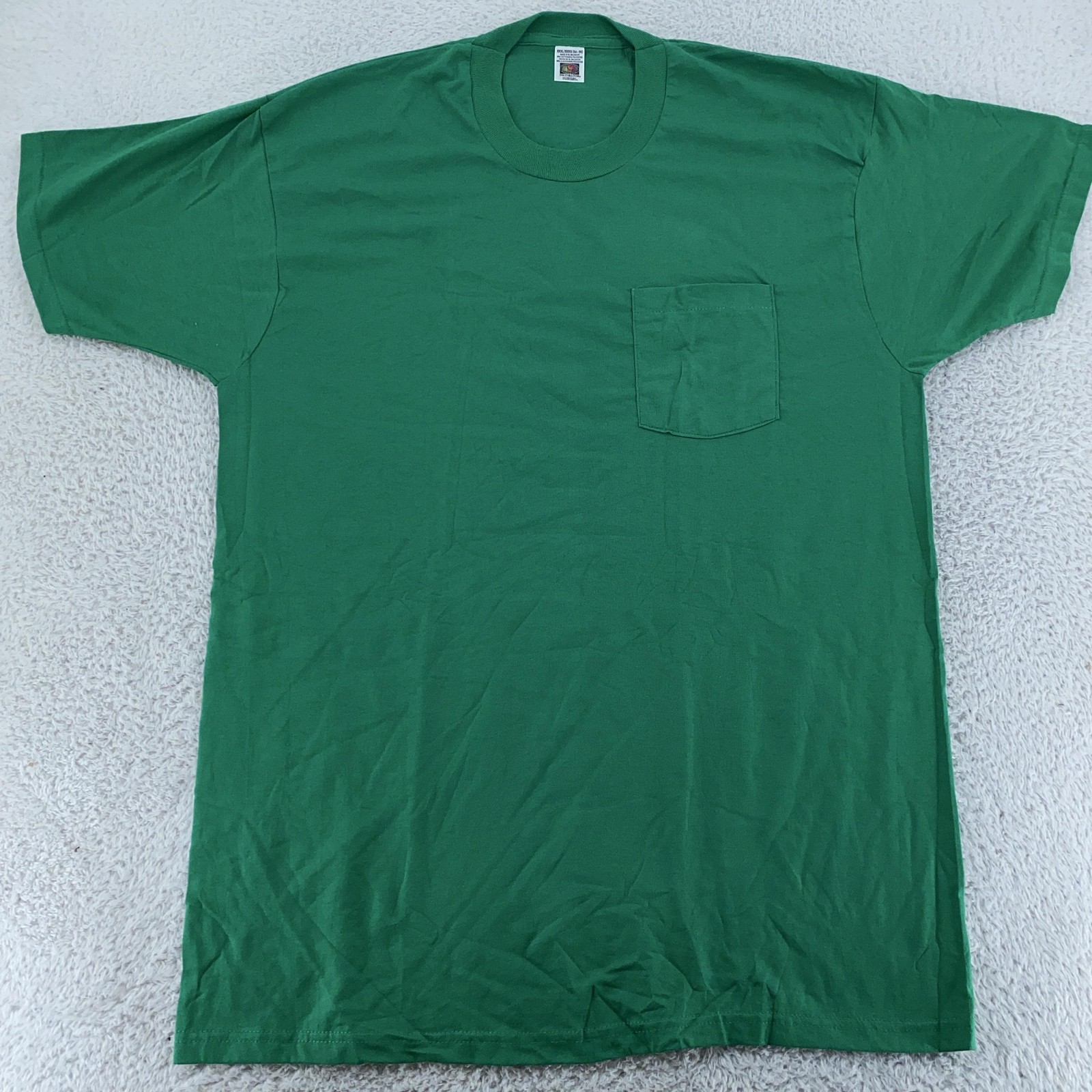 Vintage Fruit of the Loom Blank Green Pocket Shirt XL Crewneck Golden Blend Tee