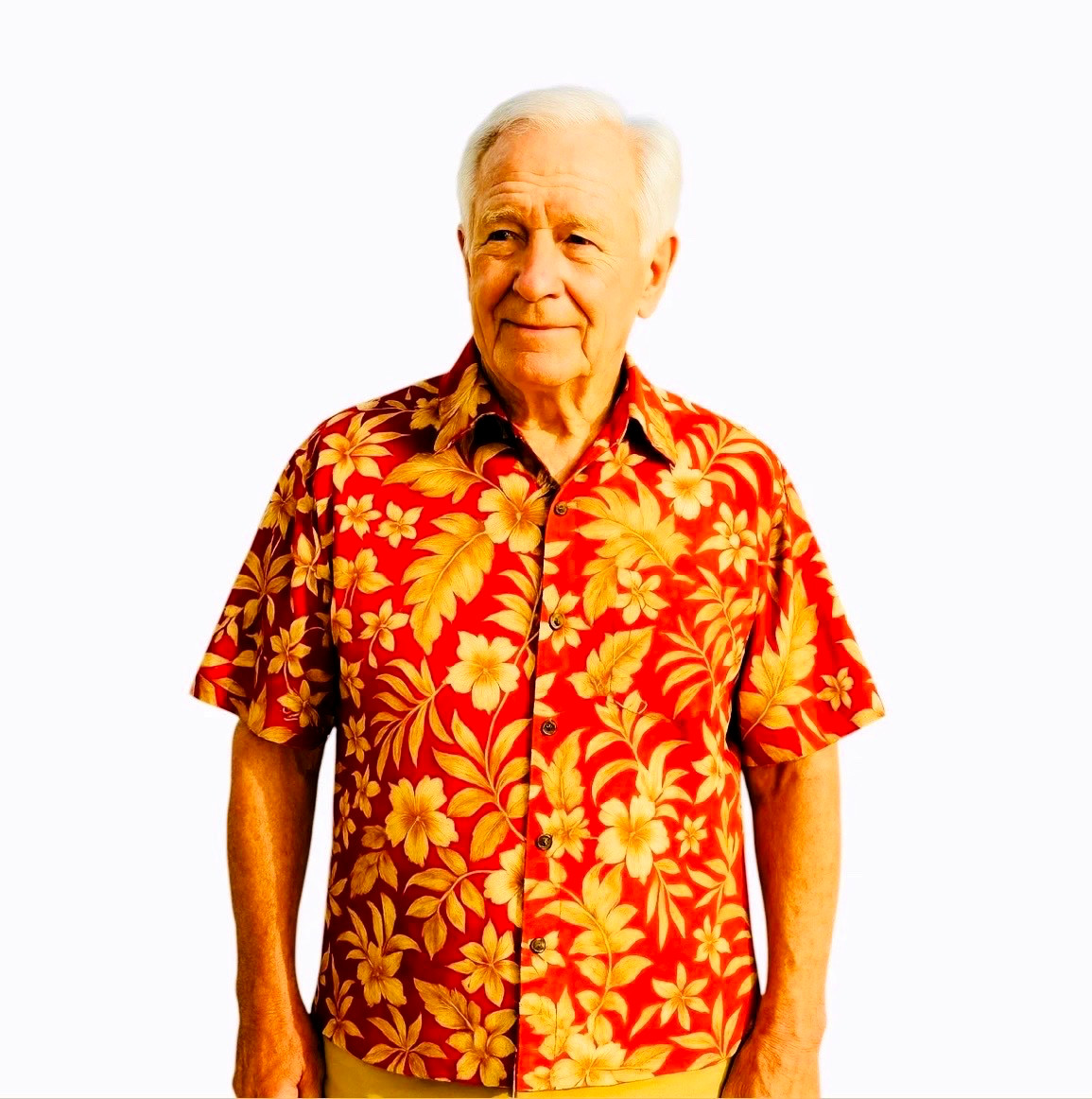 Men’s Pierre Cardin Hawaiian Shirt XXL Red Tropical Floral Button Up Aloha