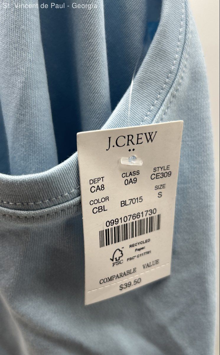 J. Crew Essential Tee Shirt Men’s Small Light Blue NWT