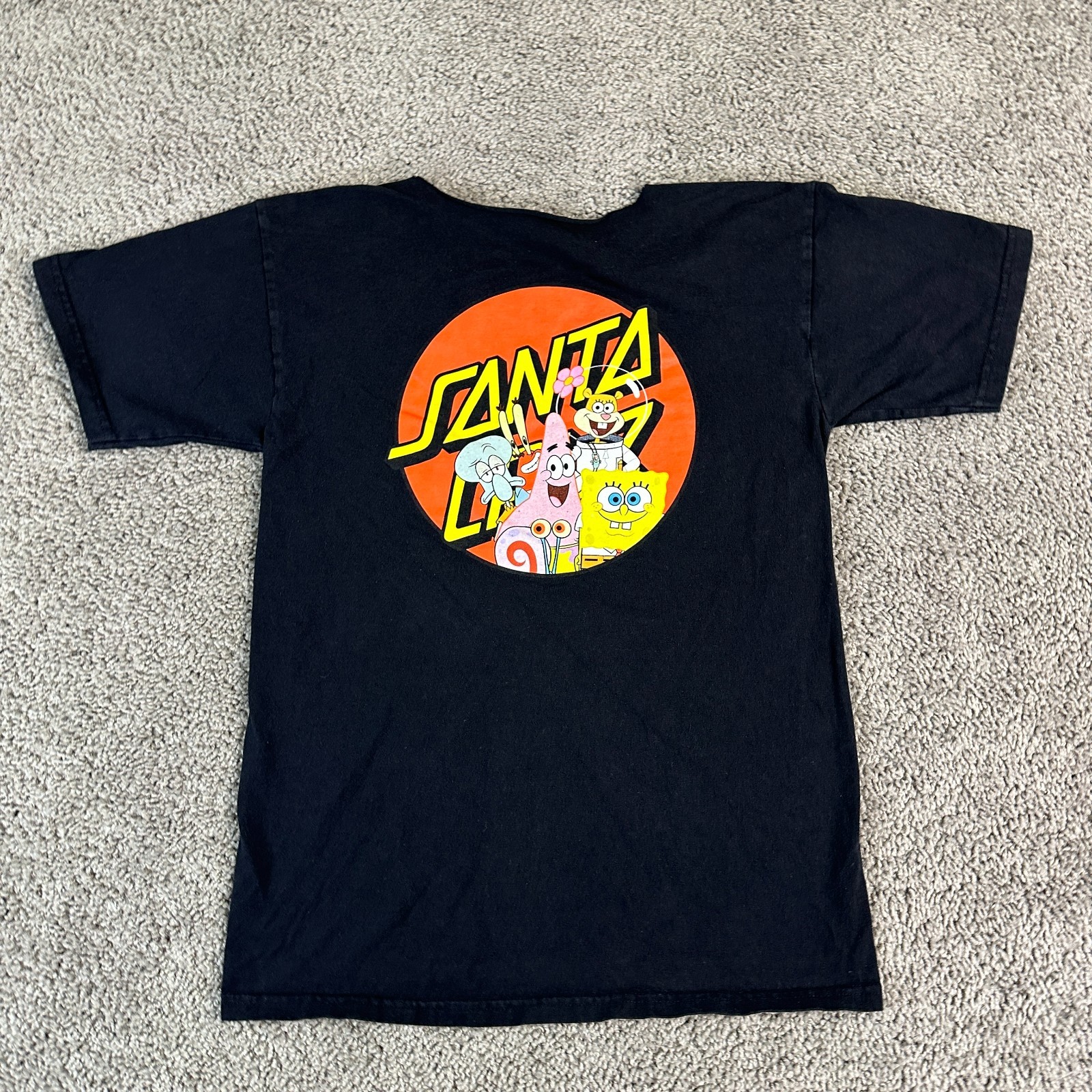 Santa Cruz Skateboards Shirt Mens Small Black Spongebob Patrick Skater READ