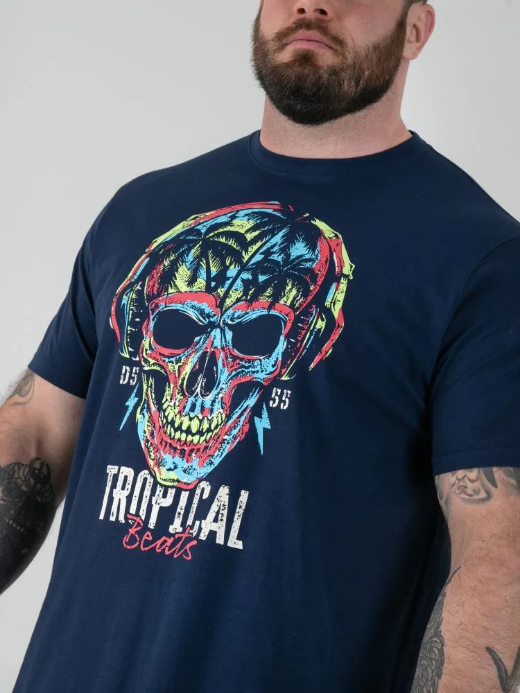 D555 Duke Tall Mens Skull Printed T-Shirt Longer Length LT 1XT 2XLT 3XLT 601909