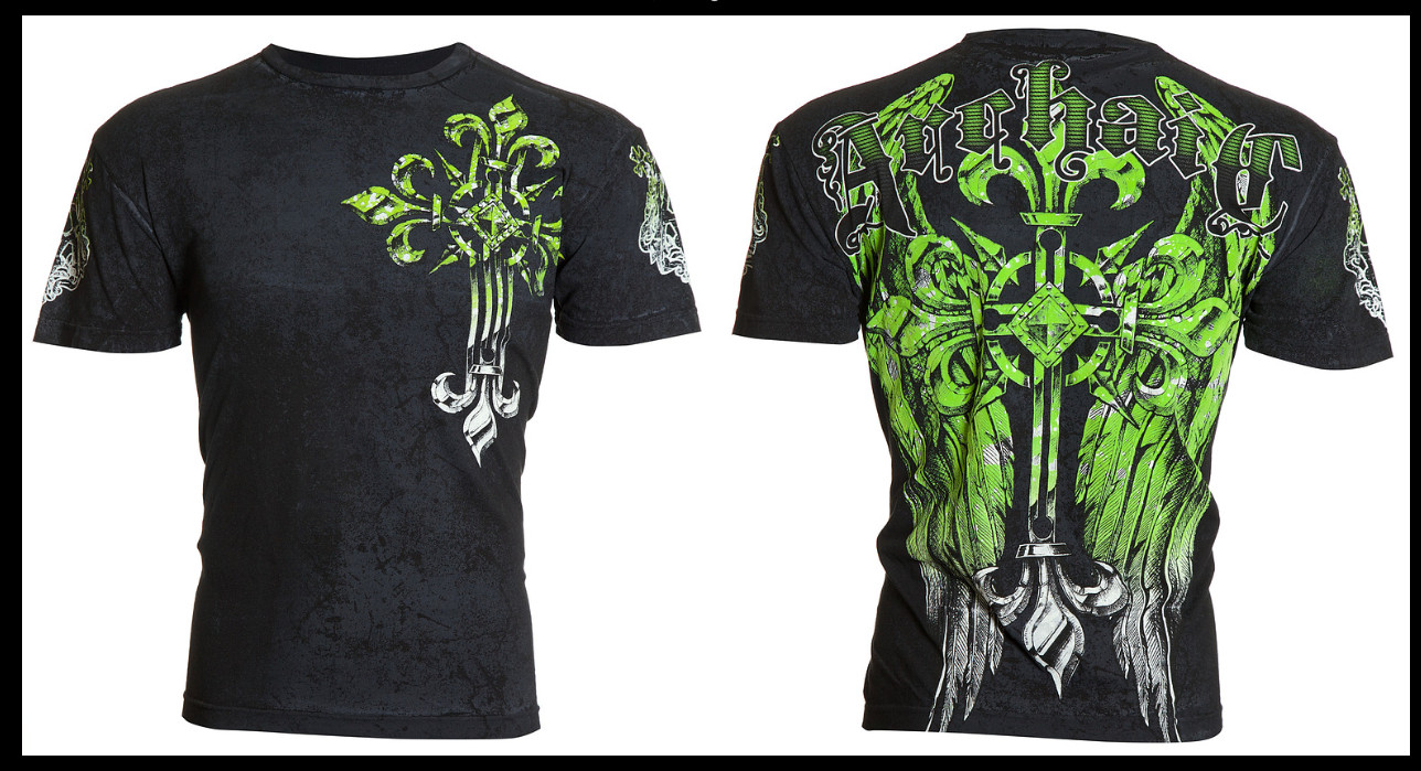 ARCHAIC by AFFLICTION Black WRETCH Wings Short Sleeve Slim Fit T-shirt