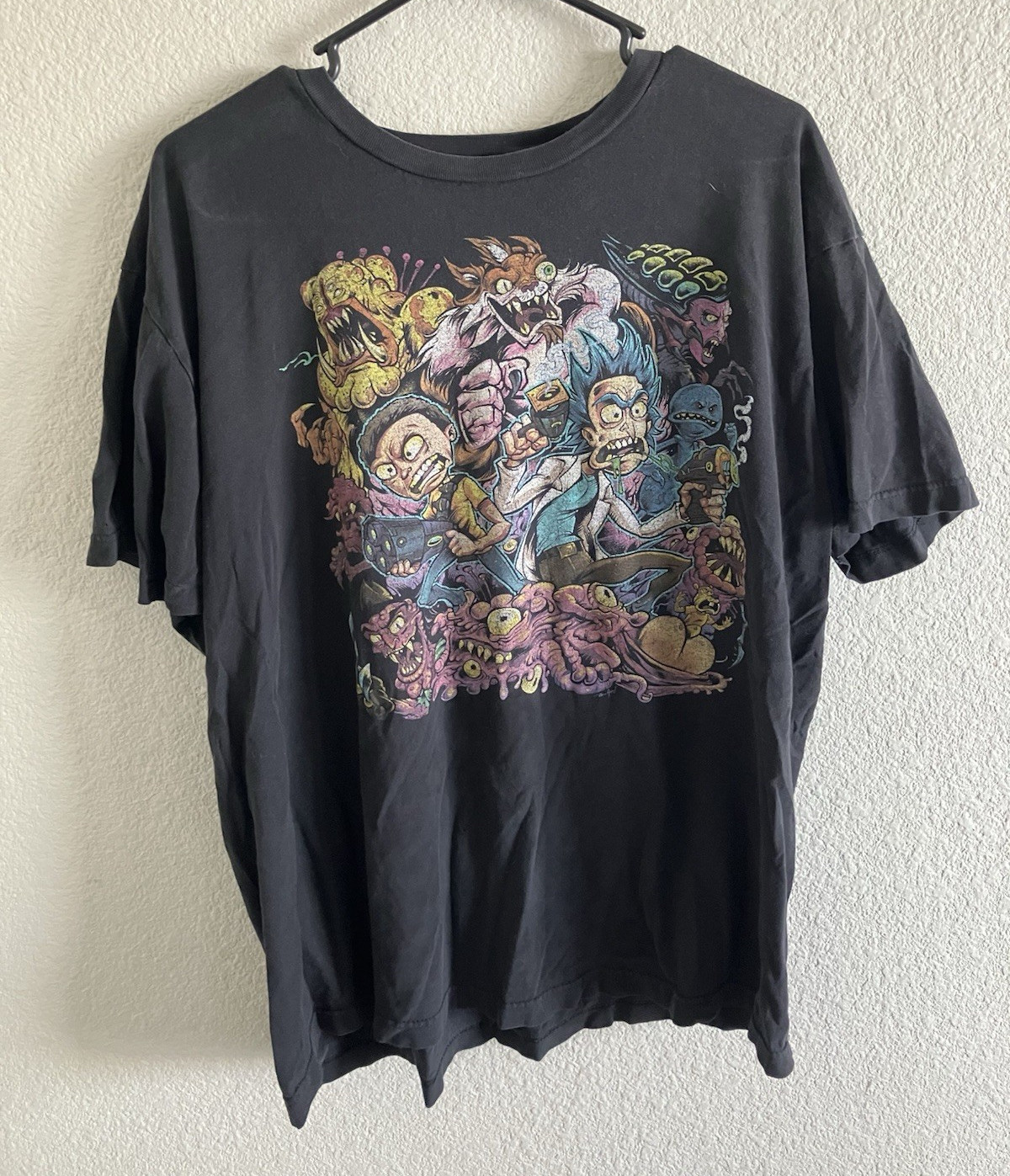 Ripple Junction Men’s Black Rick and Morty Graphic Crew Neck T-Shirt XL
