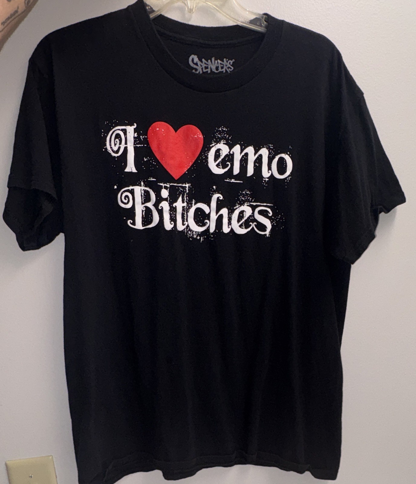 Spencer’s Black Emo Graphic Print Crewneck Short Sleeve T-Shirt Men’s L