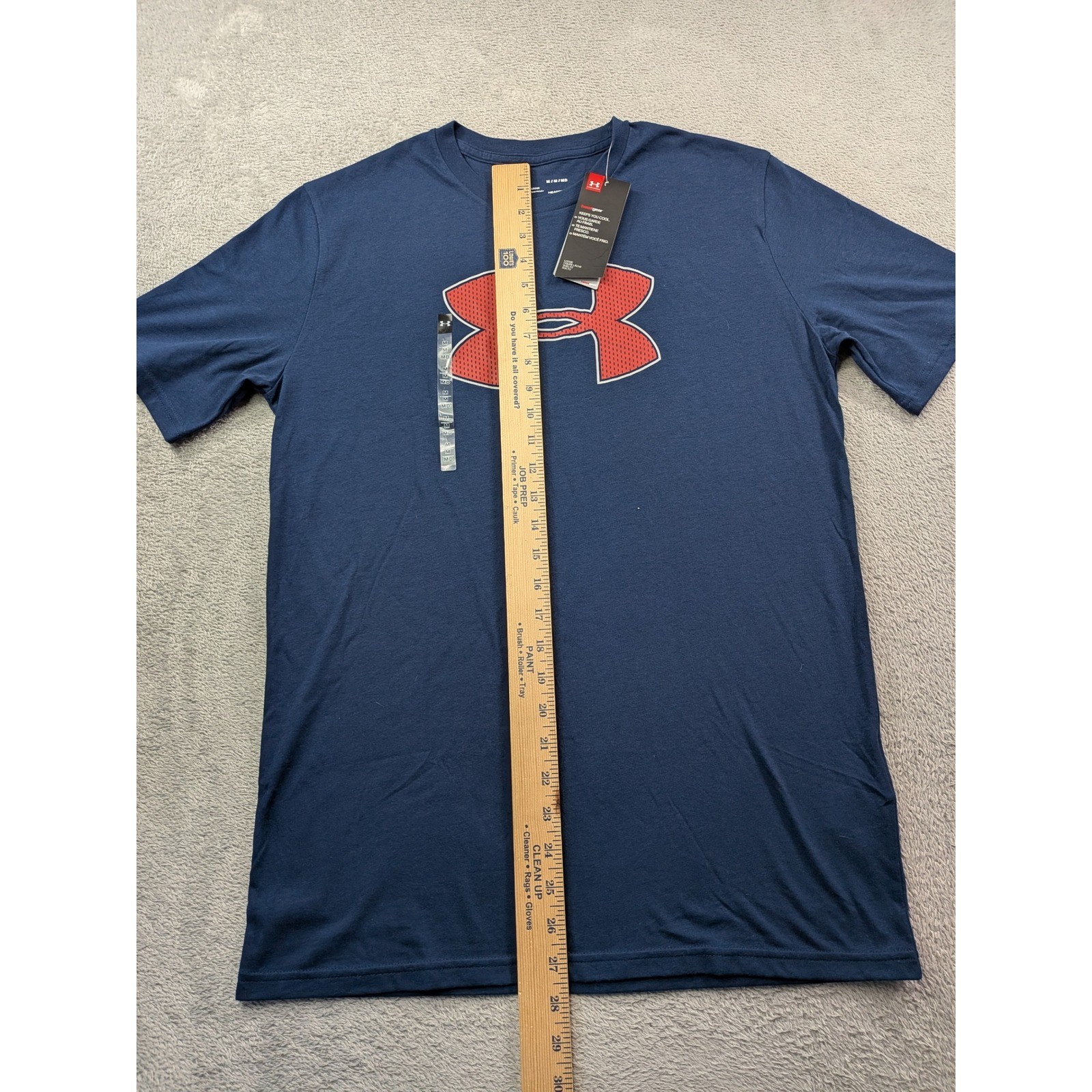 Under Armour Mens HeatGear Big Logo Graphic T-Shirt Navy Blue Red 1329583 Medium
