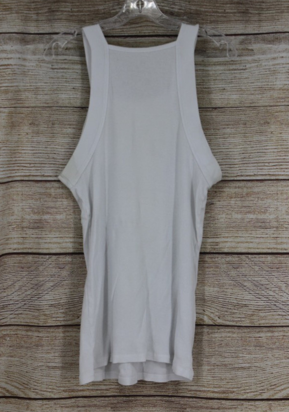 Mens XL White Ribbed Tank Top Sleeveless Undershirt A Shirt Basic Cotton