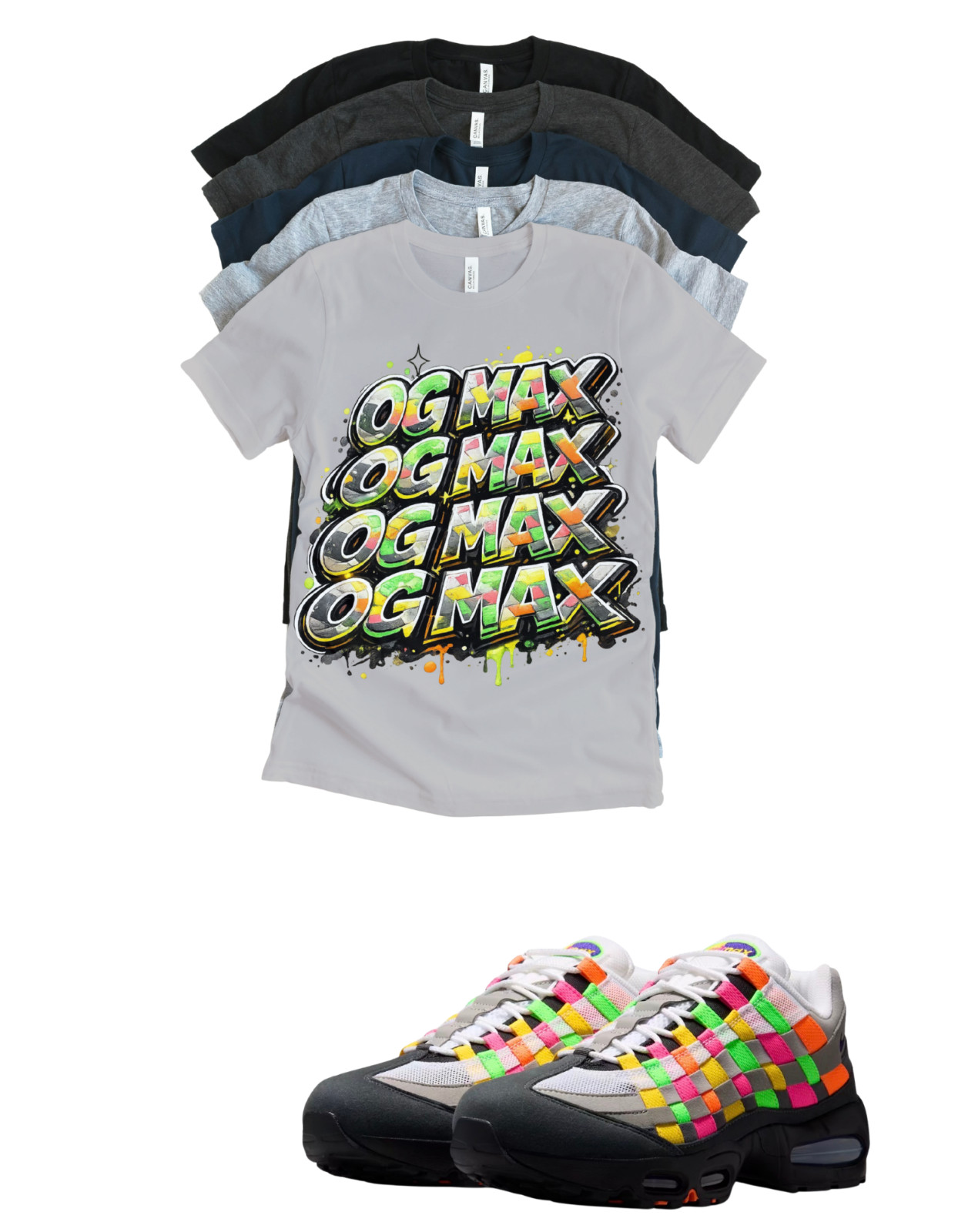 Custom Shirt To Match Max 95 OG MAX Woven Multi-Colored Tee Sneaker