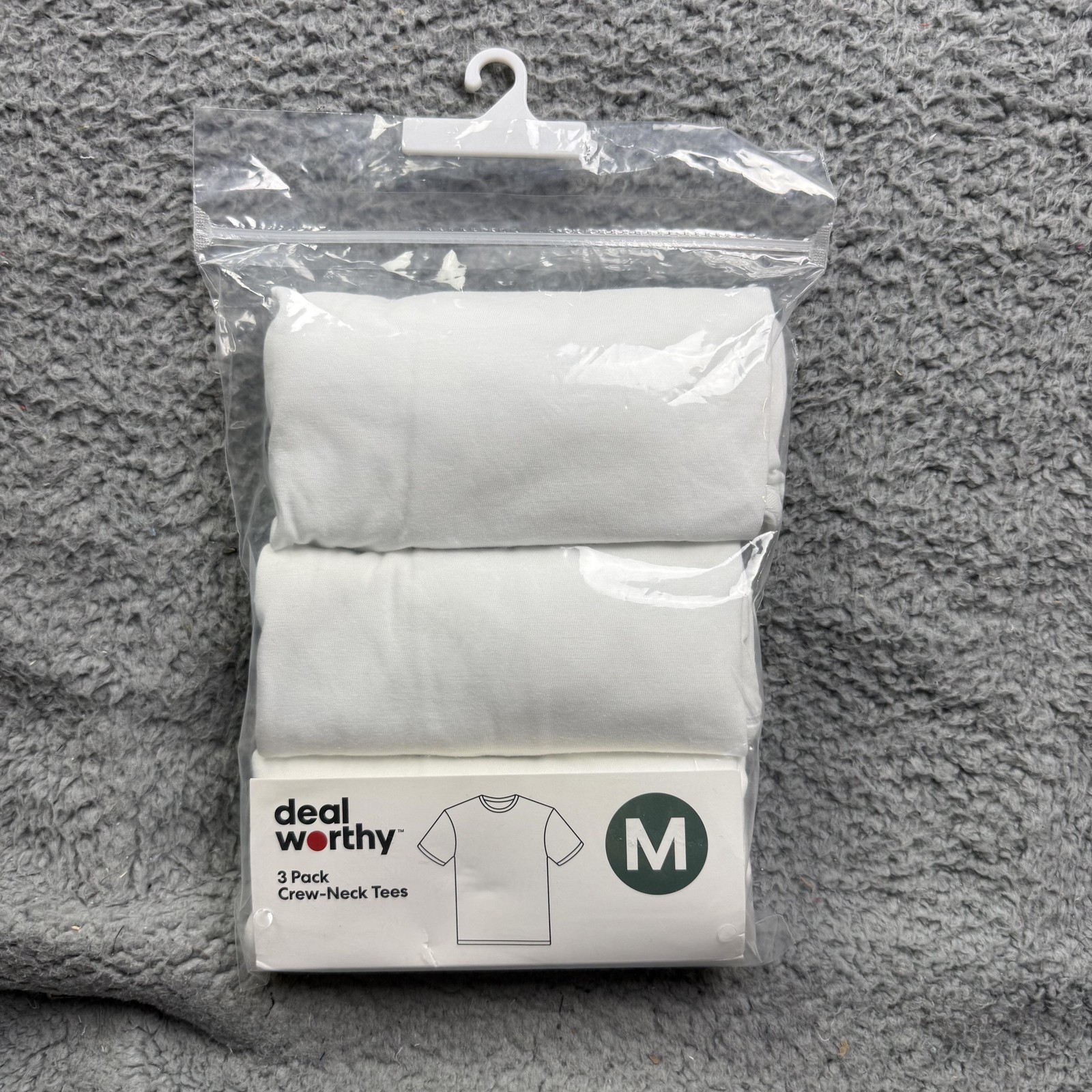 Deal Worthy Shirt Mens Medium White 3 Pack Crew Neck Tees Undershirts Multipack