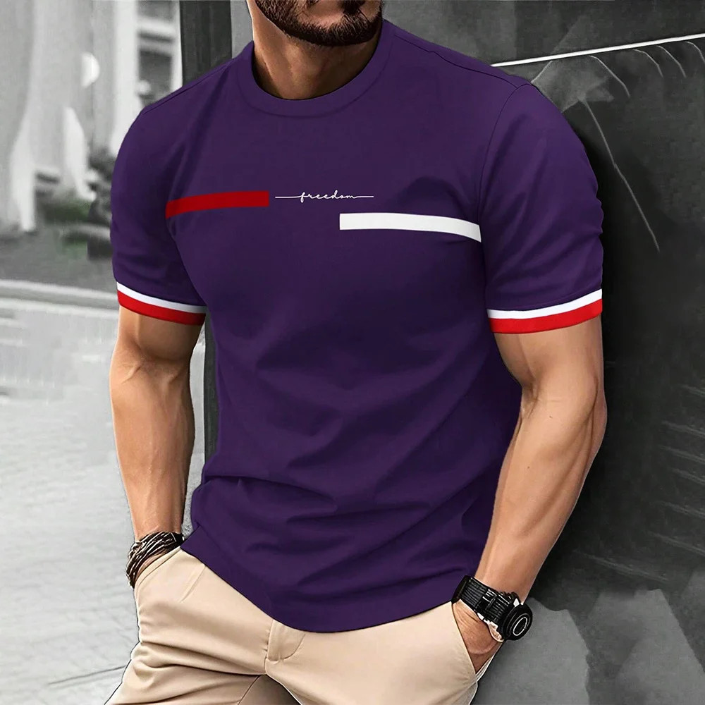 Men’s Elegant Letter Print T-Shirt Casual Fashion Short Sleeve Tee