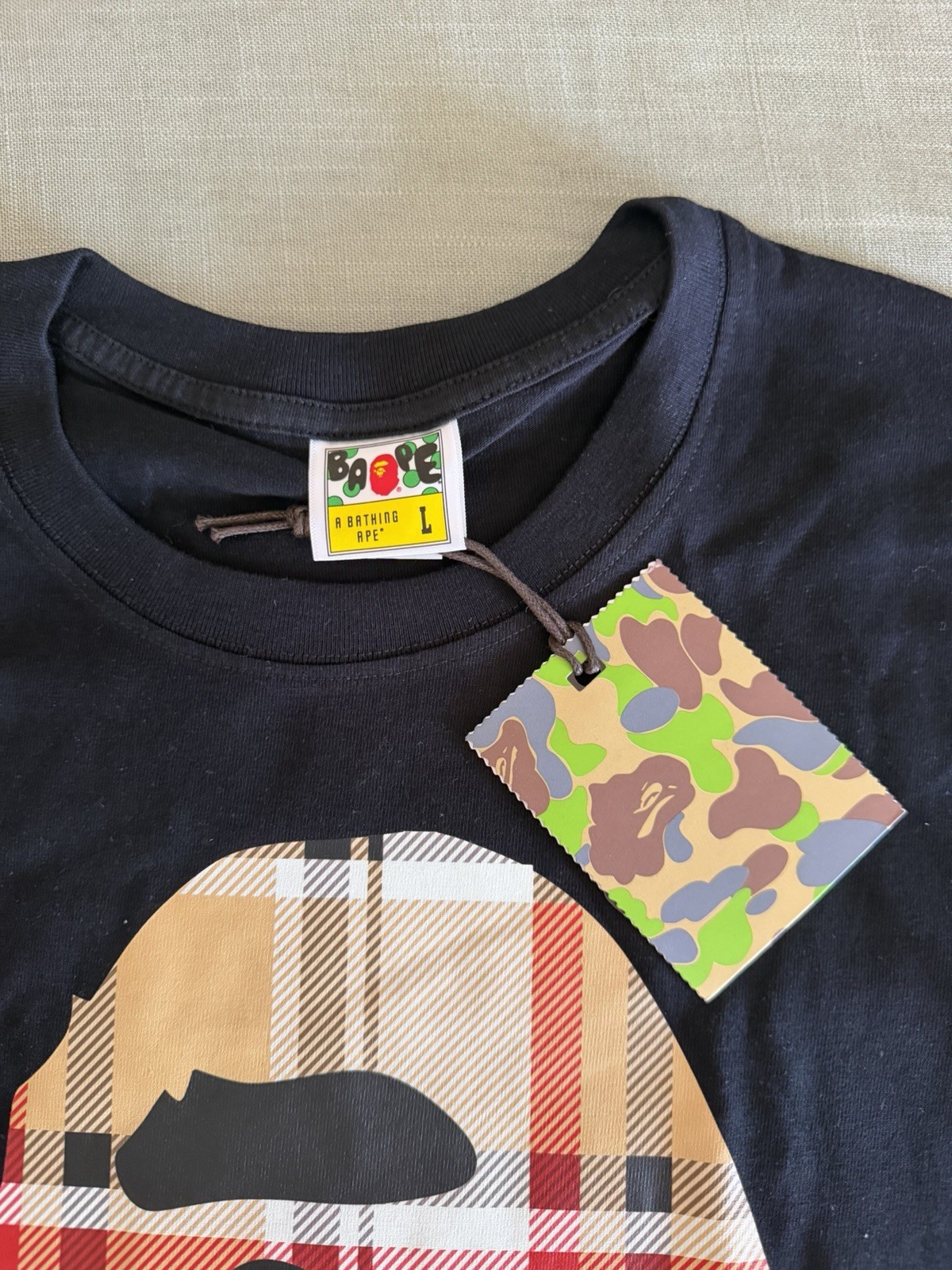 A Bathing Ape BAPE Ape Head Logo Graphic T-Shirt Men’s L Black Crew Neck