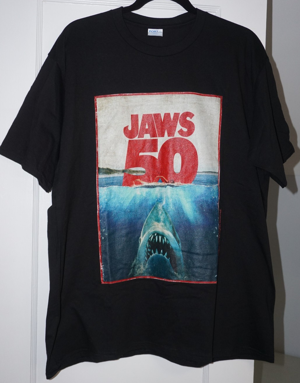 Jaws 50 50th Anniversary Universal City Studios Black T-Shirt Mens Size XL