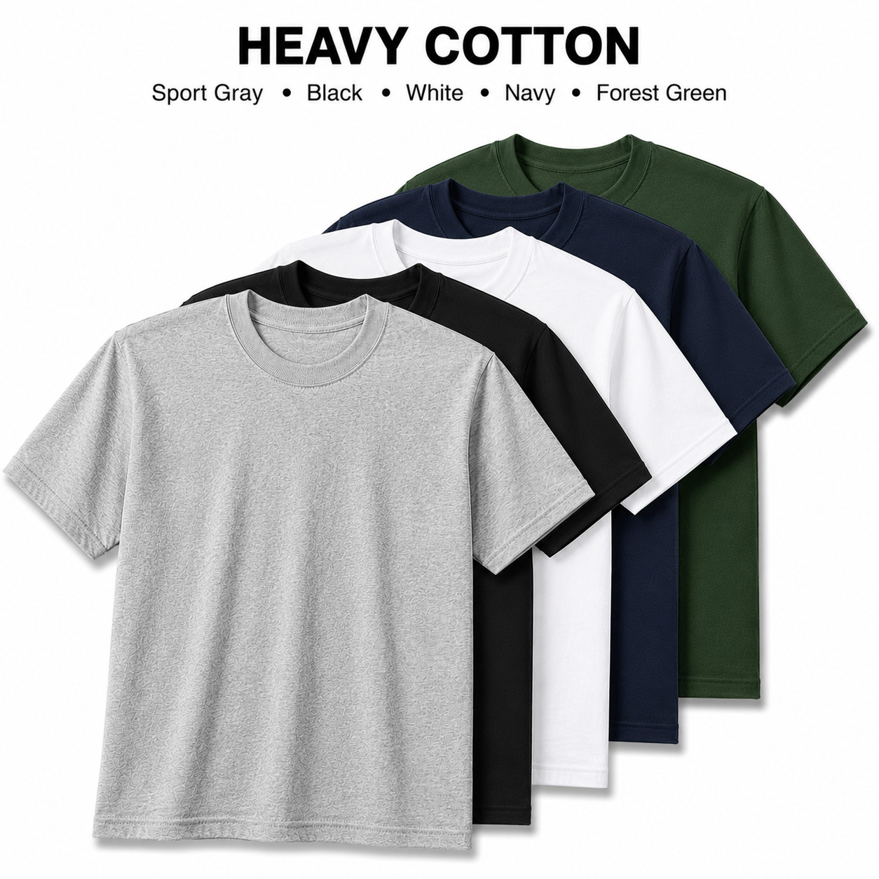 Gildan Heavy Cotton 5000 T-Shirt 3 & 5 Pack Men’s Blank Crew Neck Tee S-5XL