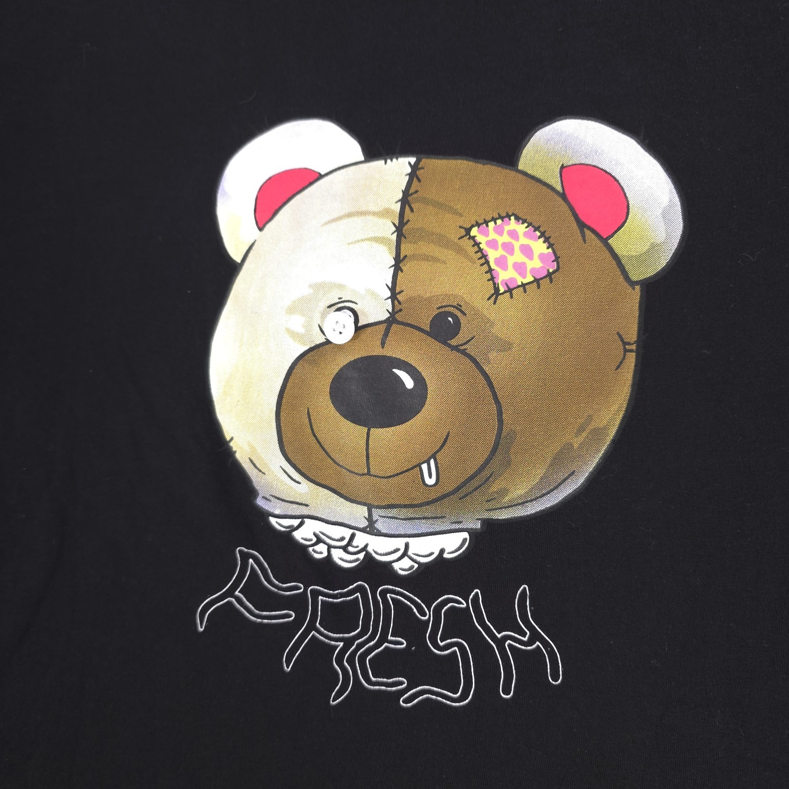 Teddy Fresh Colorful Filth Bear Crew Neck Black Short Sleeve Shirt Mens 2XL