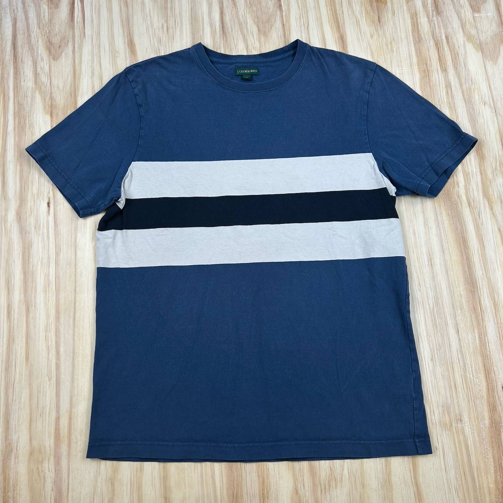 J.Crew Men’s LT TALL Vintage Crewneck Stripe Short Sleeve T Shirt Blue