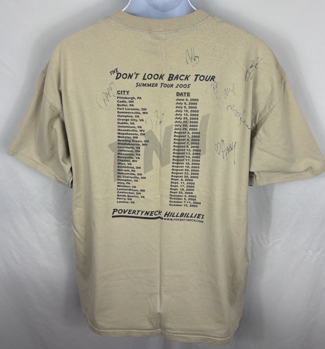 Povertyneck Hillbillies Signed Autograph Double-Sided Tour T-Shirt Size XL