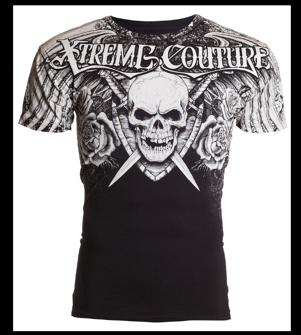 XTREME COUTURE by AFFLICTION Black White NINER Short Sleeve Slim Fit T-shirt NWT