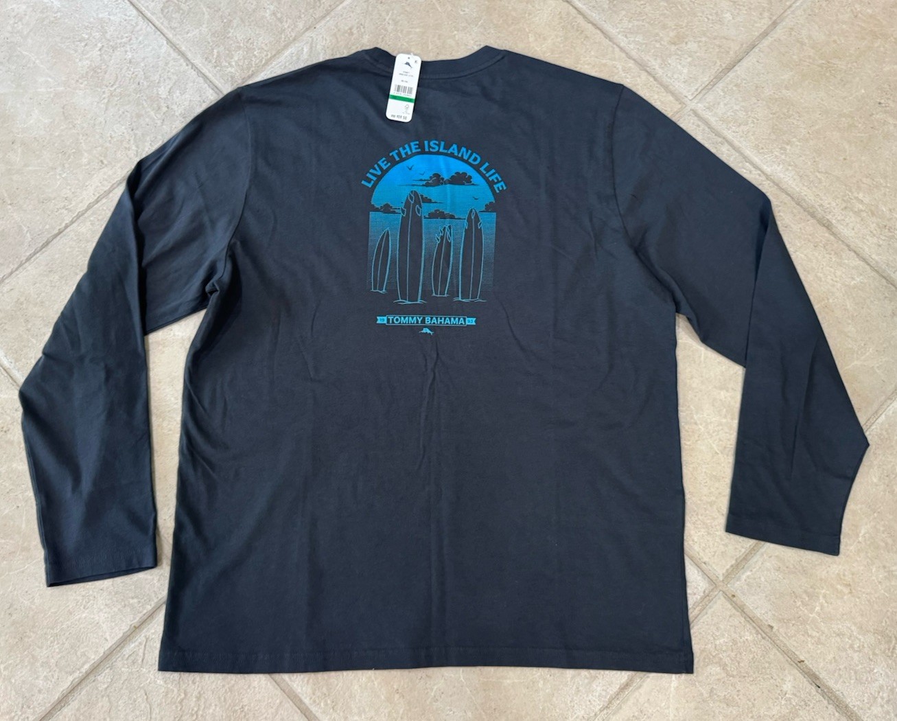 Tommy Bahama Longsleeve LS Tee Shirt Ombré Surf Coal ST226817 LS Large $59