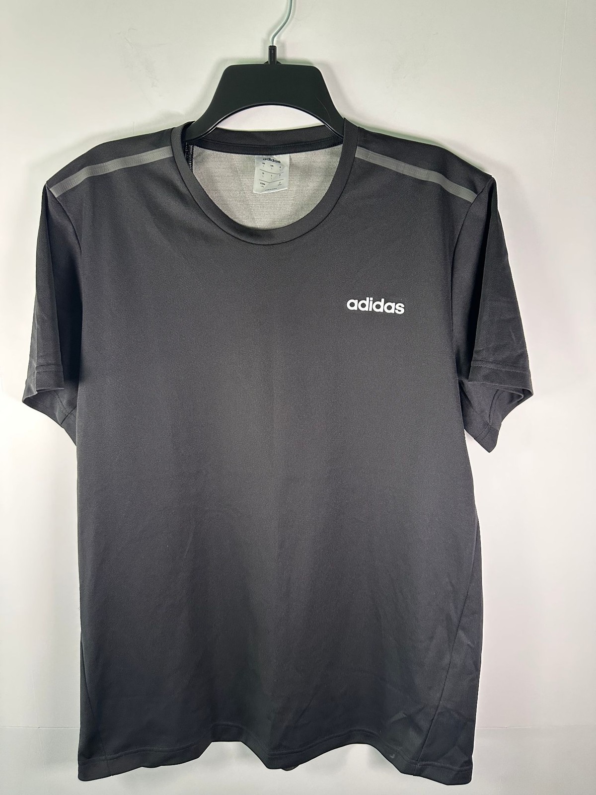 adidas Shirt Mens L Black Climalite Short Sleeve Athletic Crew Tee Reflective