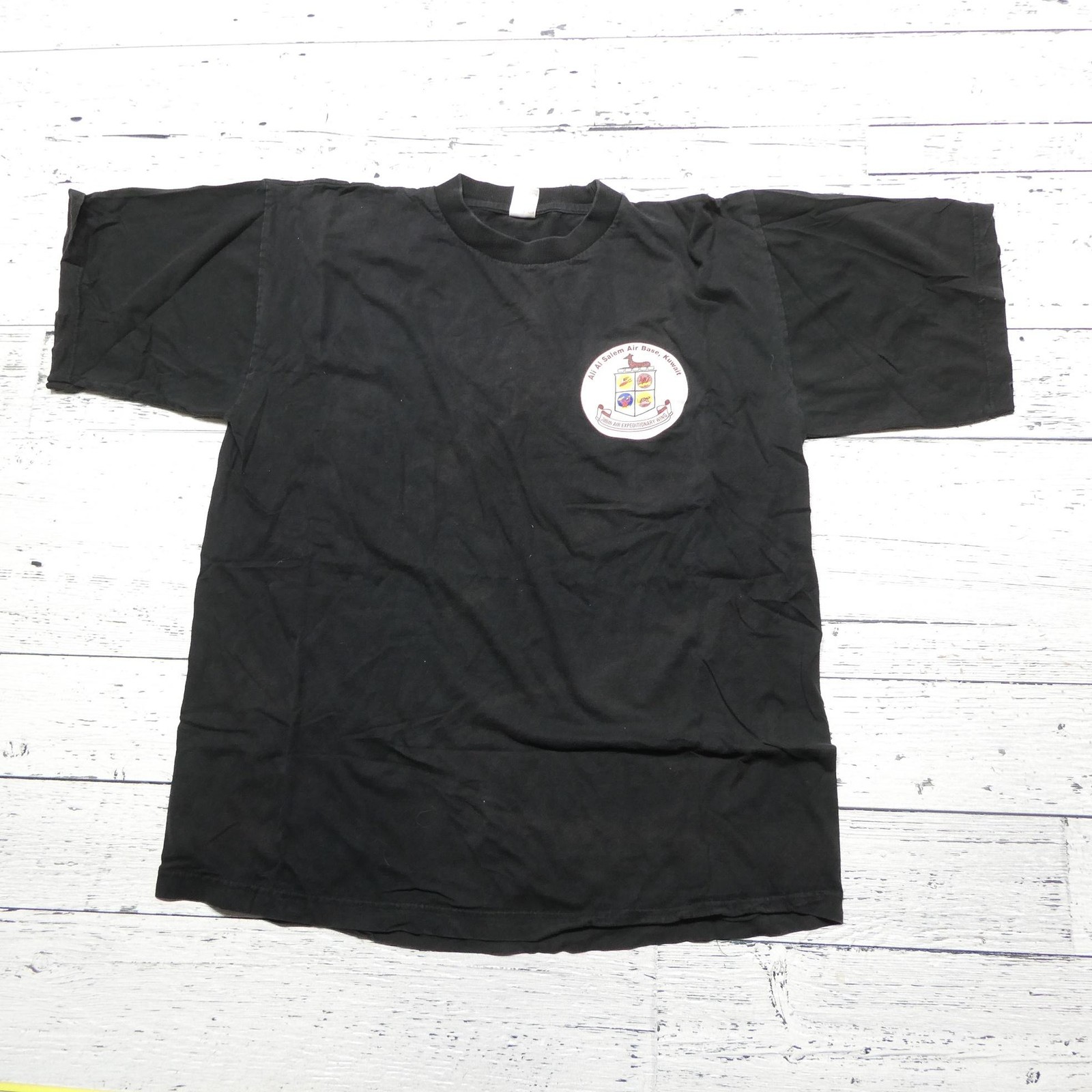 Ali Al Salem Air Base Kuwait Shirt Mens Large Black 386th Wing Military Tee Top