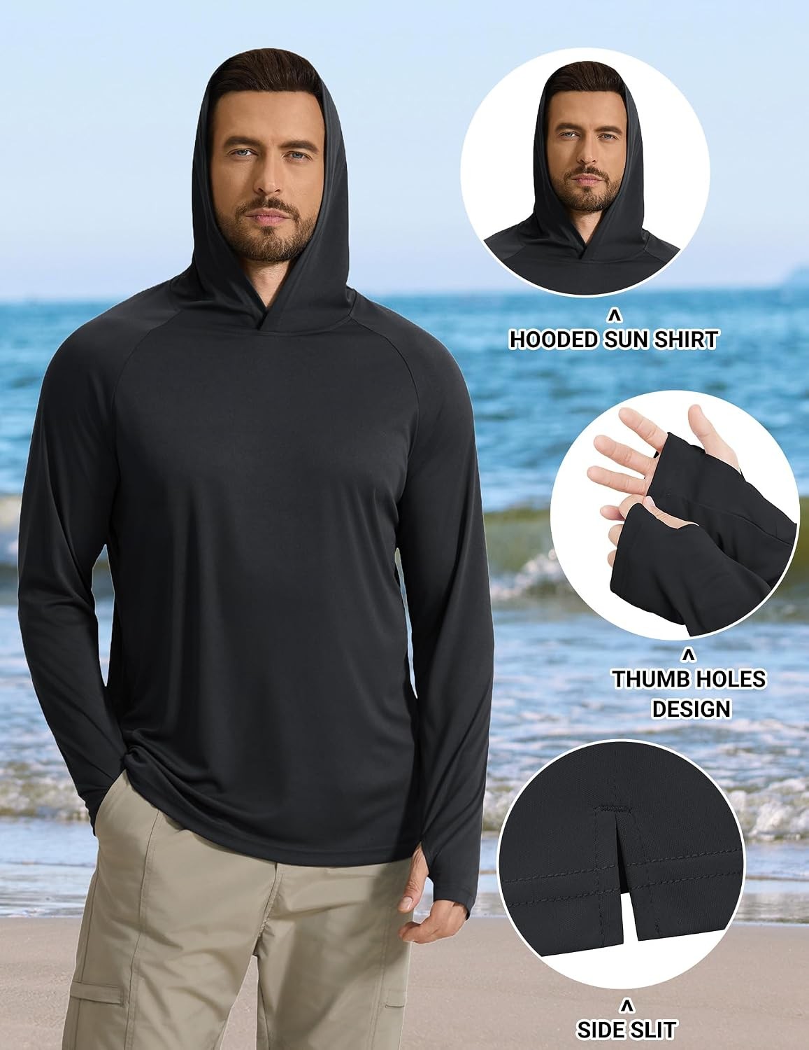 COOFANDY Men’s UPF 50+ Sun Shirt Long Sleeve Fishing Shirt UV Protection Hoodie