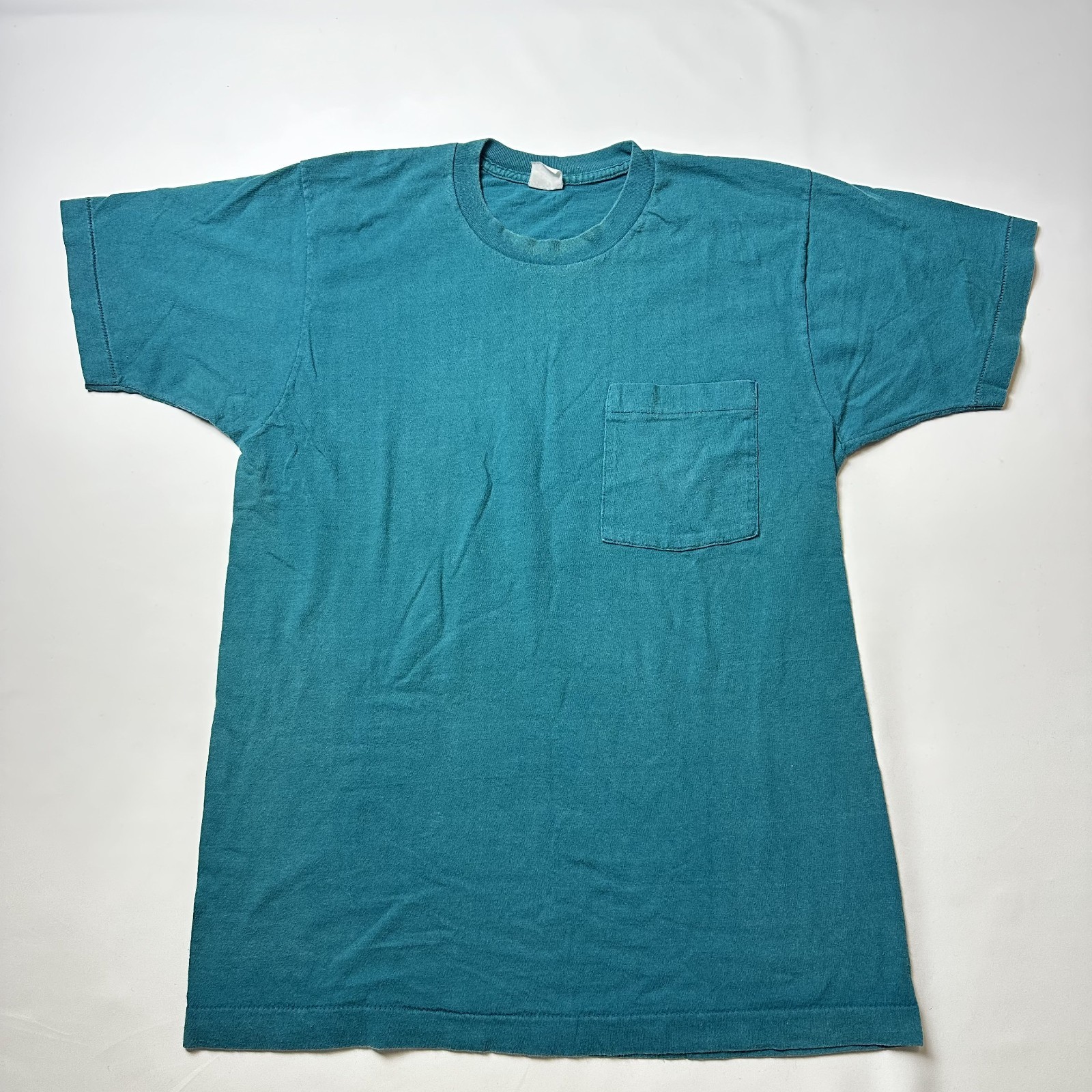 VTG BVD Shirt Mens Large Turquoise Pocket Crewneck USA Single Stitch Selvedge