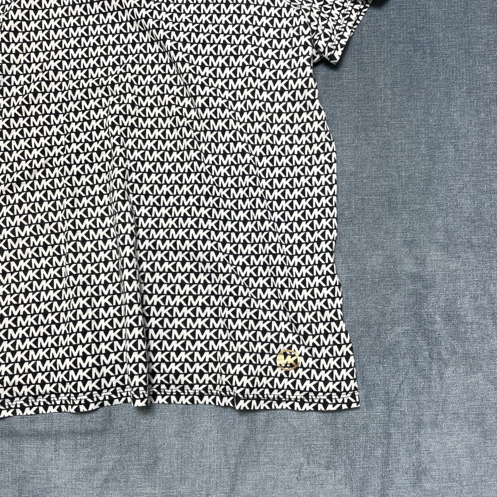Michael Kors T Shirt Mens XL Black White Allover Logo Crew Neck Everyday Wear