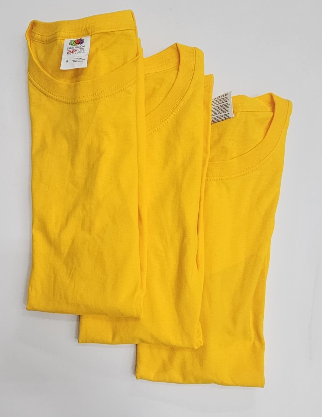 3 Pack Fruit Of The Loom MEDIUM Heavy HD T-Shirts, Yellow Tees, New