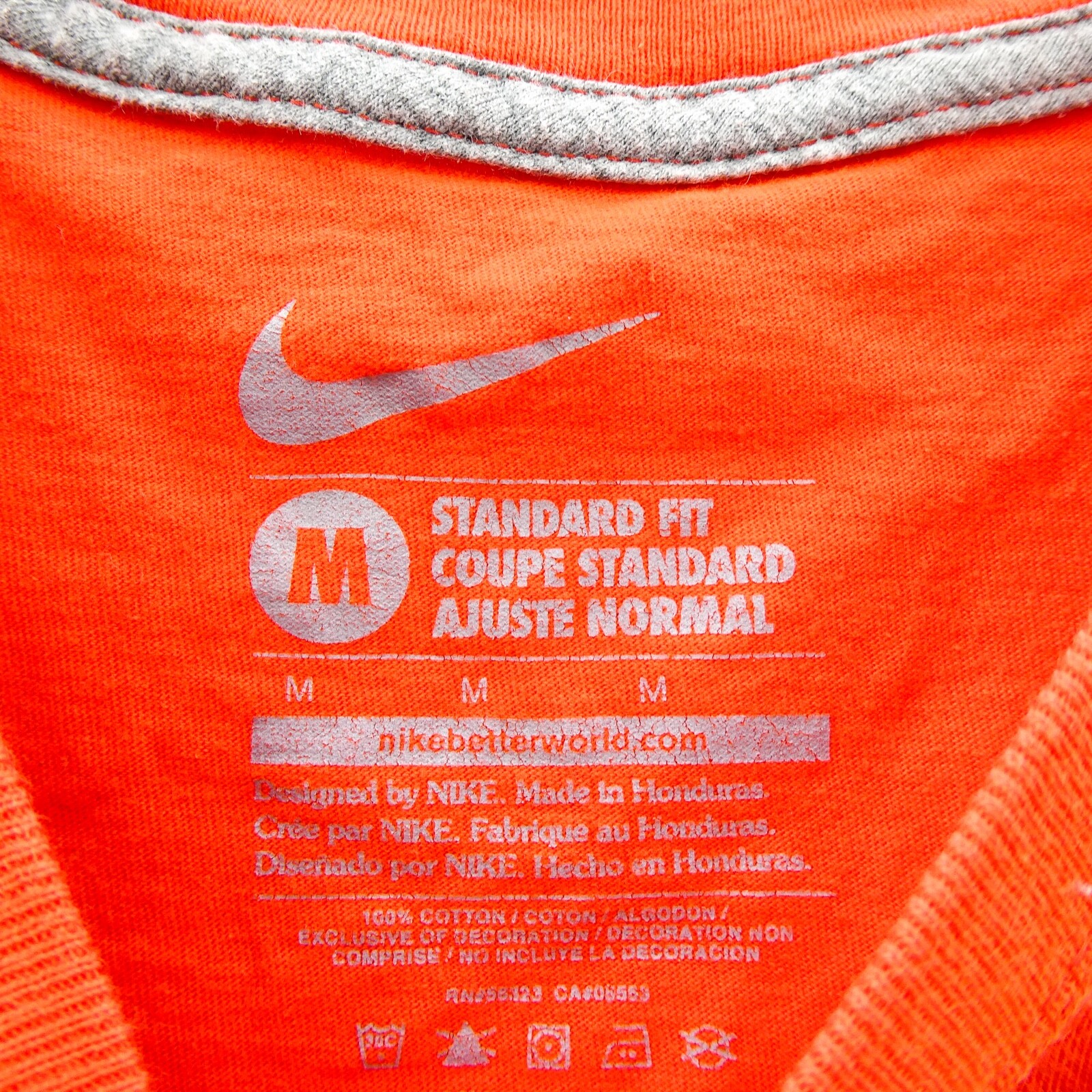Nike Shirt Mens Medium Orange Regular Cotton Tee Beach Casual Summer Gym Sport