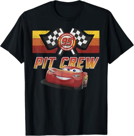 Disney Cars McQueen Pit Crew Red T-Shirt Size S – 5XL Gift For Friends
