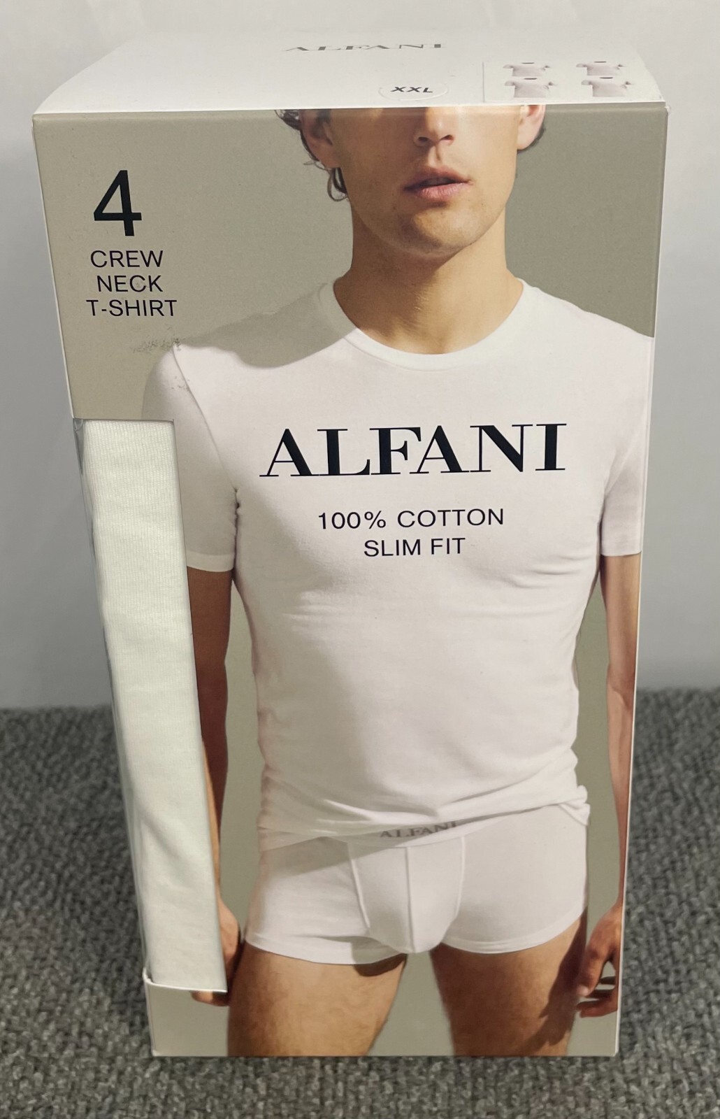 ALFANI Men’s XXL 4-Pack Slim-Fit Solid Cotton Undershirts 4 Total Shirts NWT