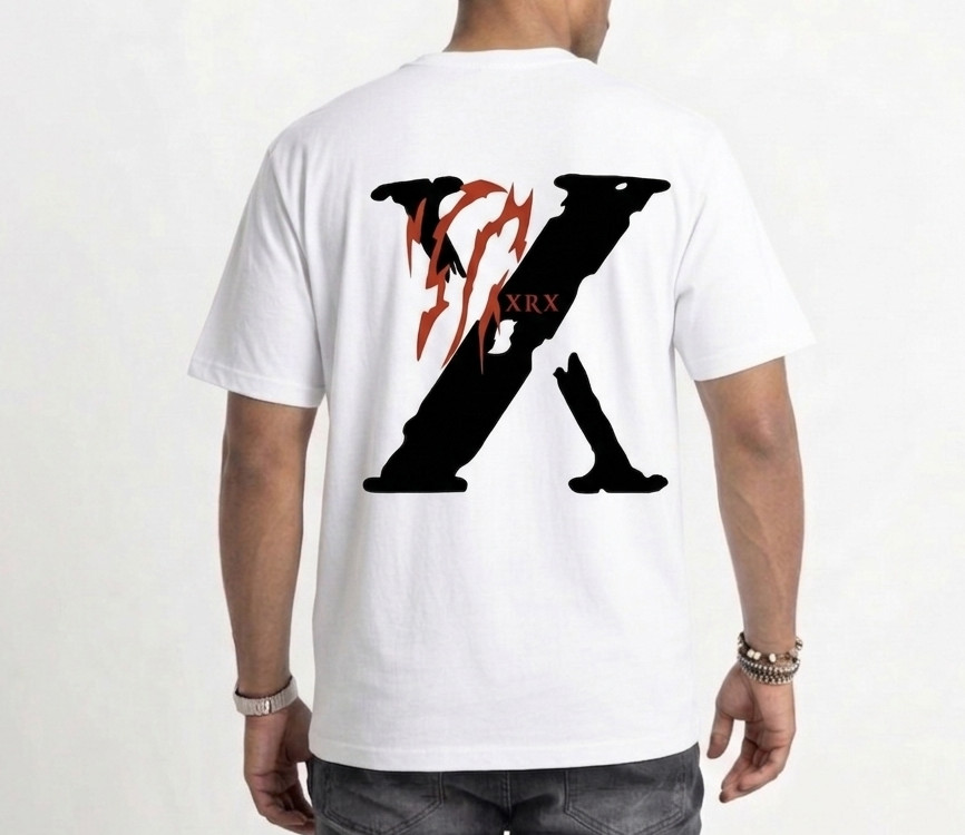 Streetwear Graphic T-Shirt White | Distressed X Abstract Design Men’s Urban Tee