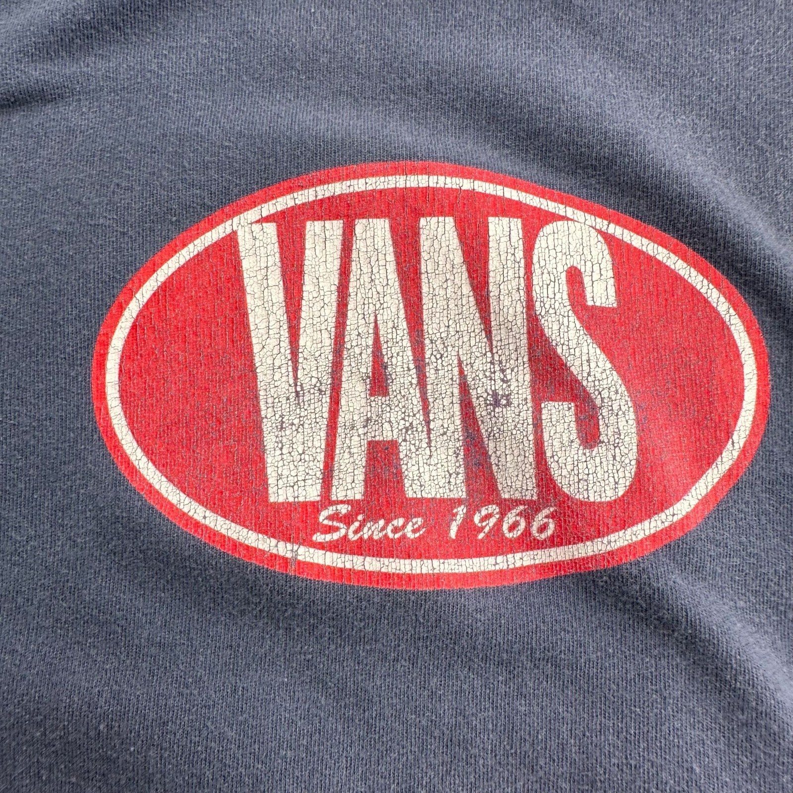 Vans Slim Fit Navy Blue T-Shirt Red Logo Graphic Medium Cotton Mens Casual Tee