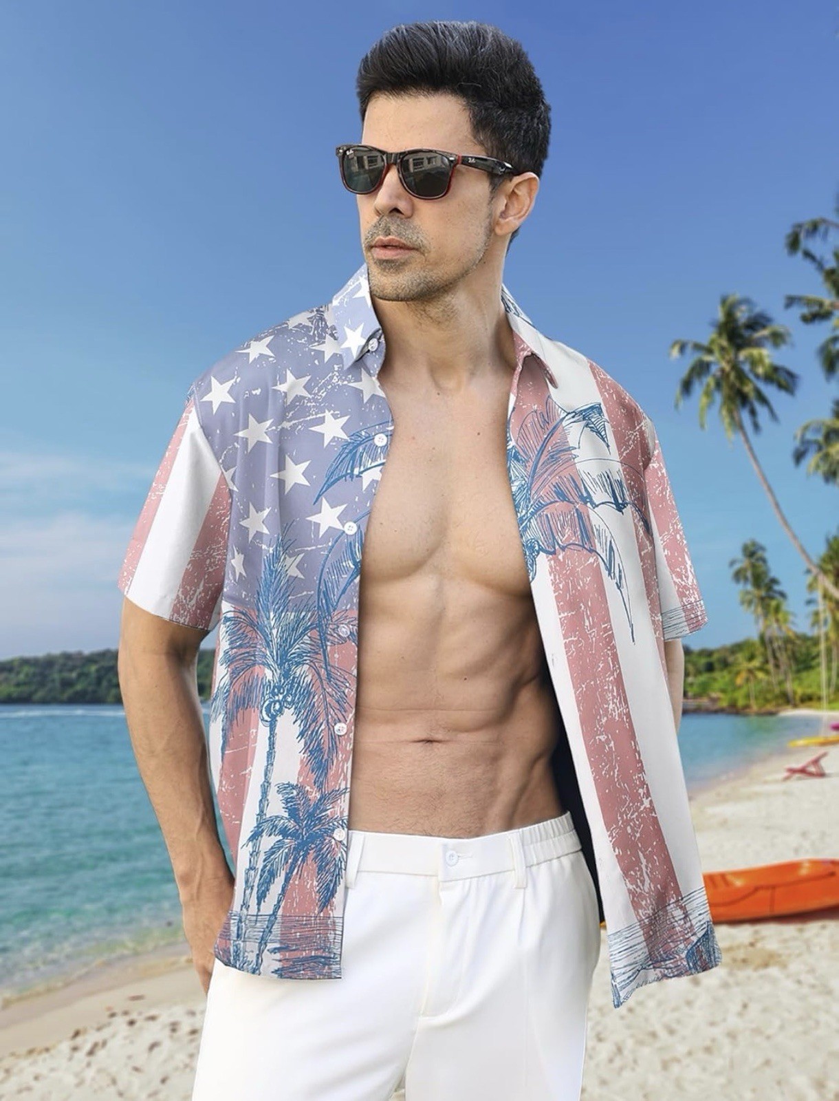 Mens American Shirt Short Sleeve Button Down