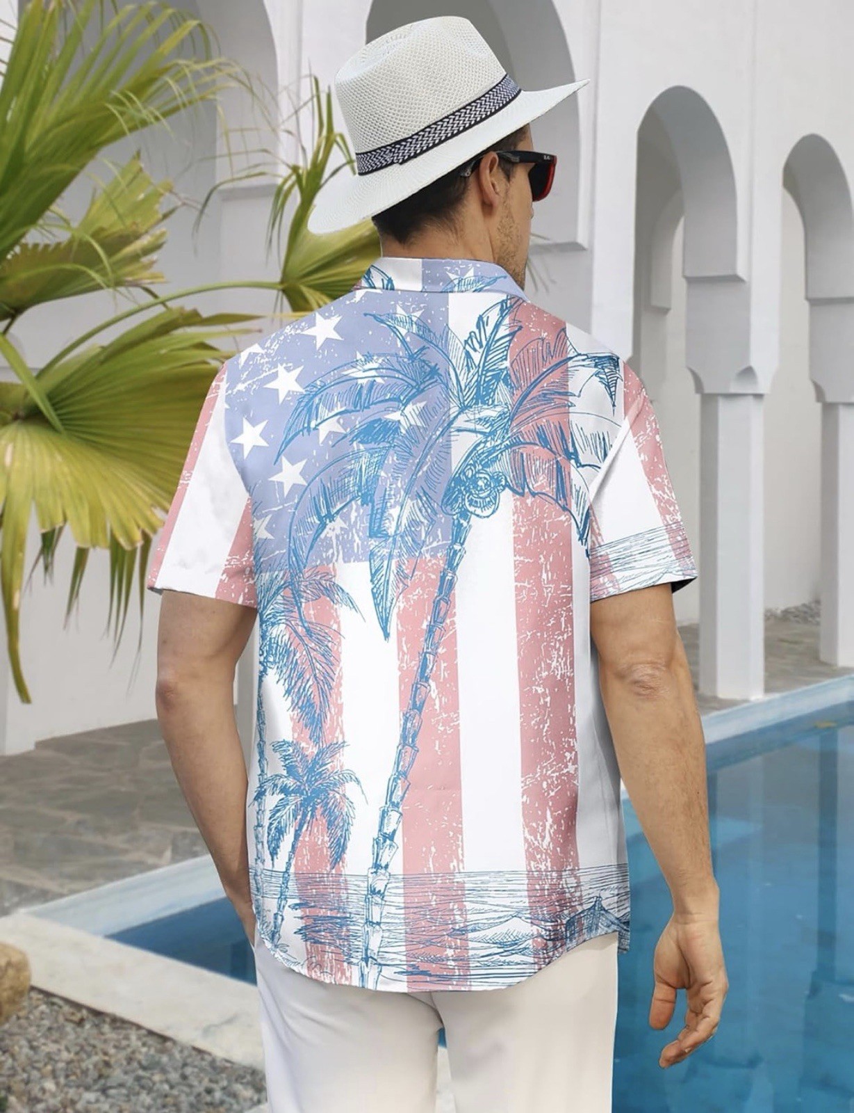 Mens American Shirt Short Sleeve Button Down