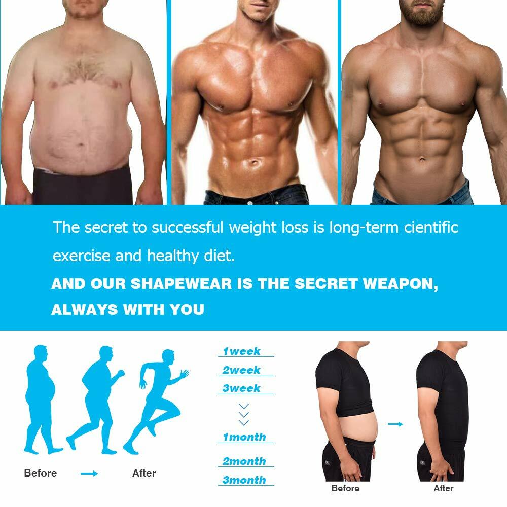 Men Slimming Body Shaper Gynecomastia T-shirt Posture Corrector Vest Compression