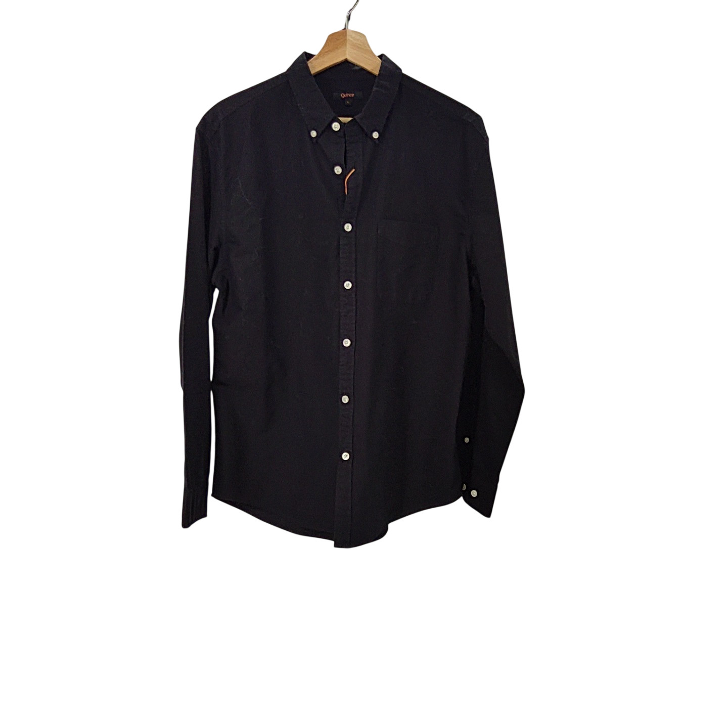 Quince Men 100% Organic Cotton Oxford Shirt Black Sleeved Top L