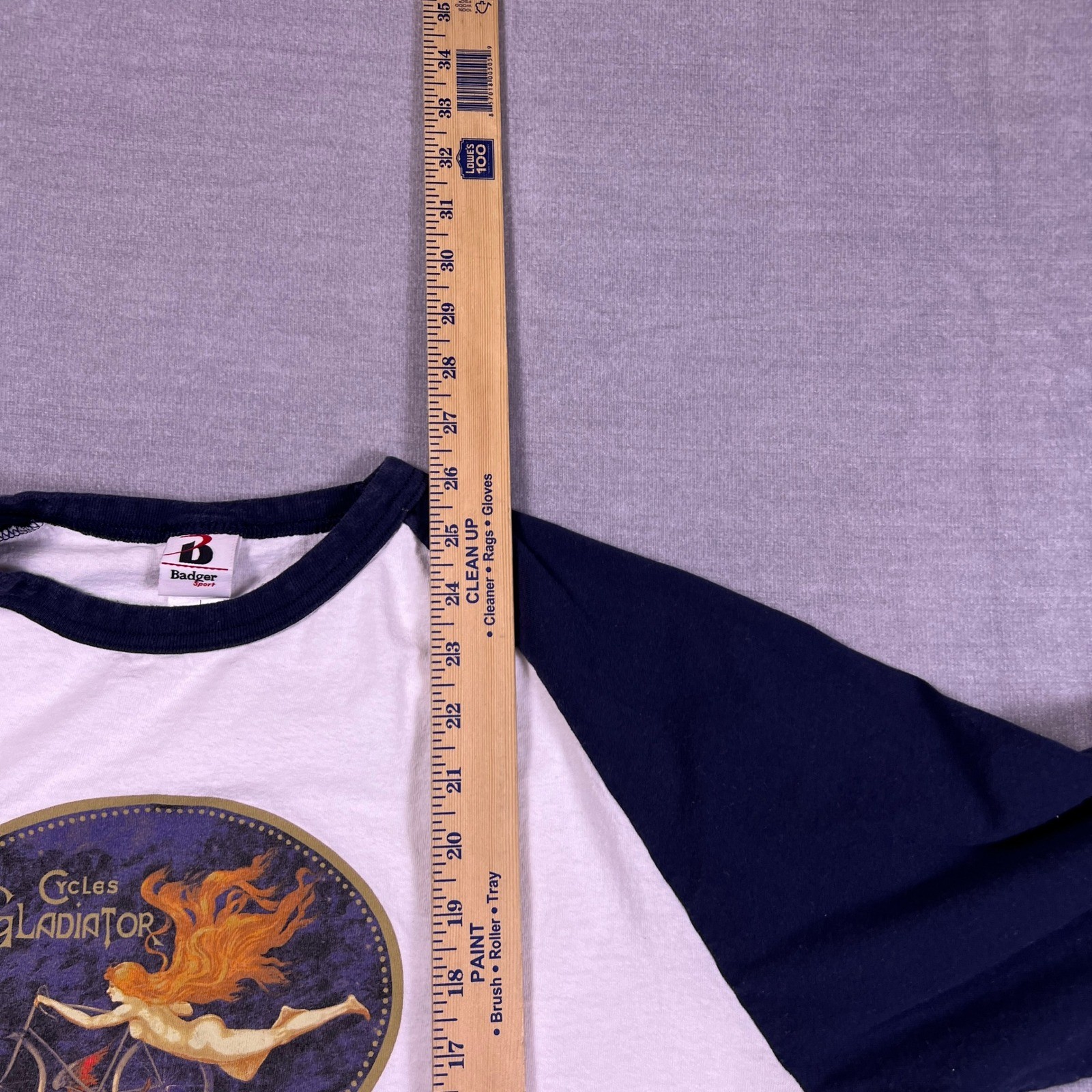 Badger Sport Cycles Gladiator Winery Baseball T-Shirt Mens Large White Blue