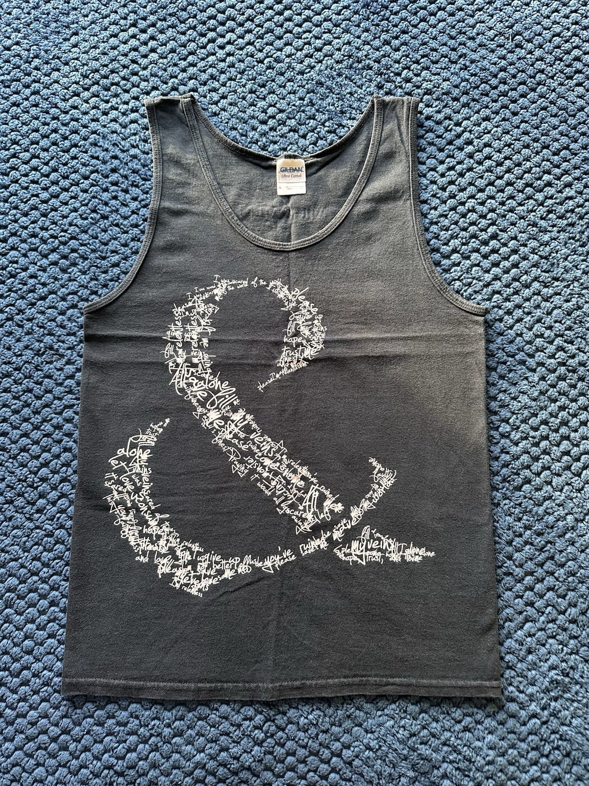 Gildan Ultra Cotton Of Mice & Men Band Graphic Gray Tank Top Scoop Neck S