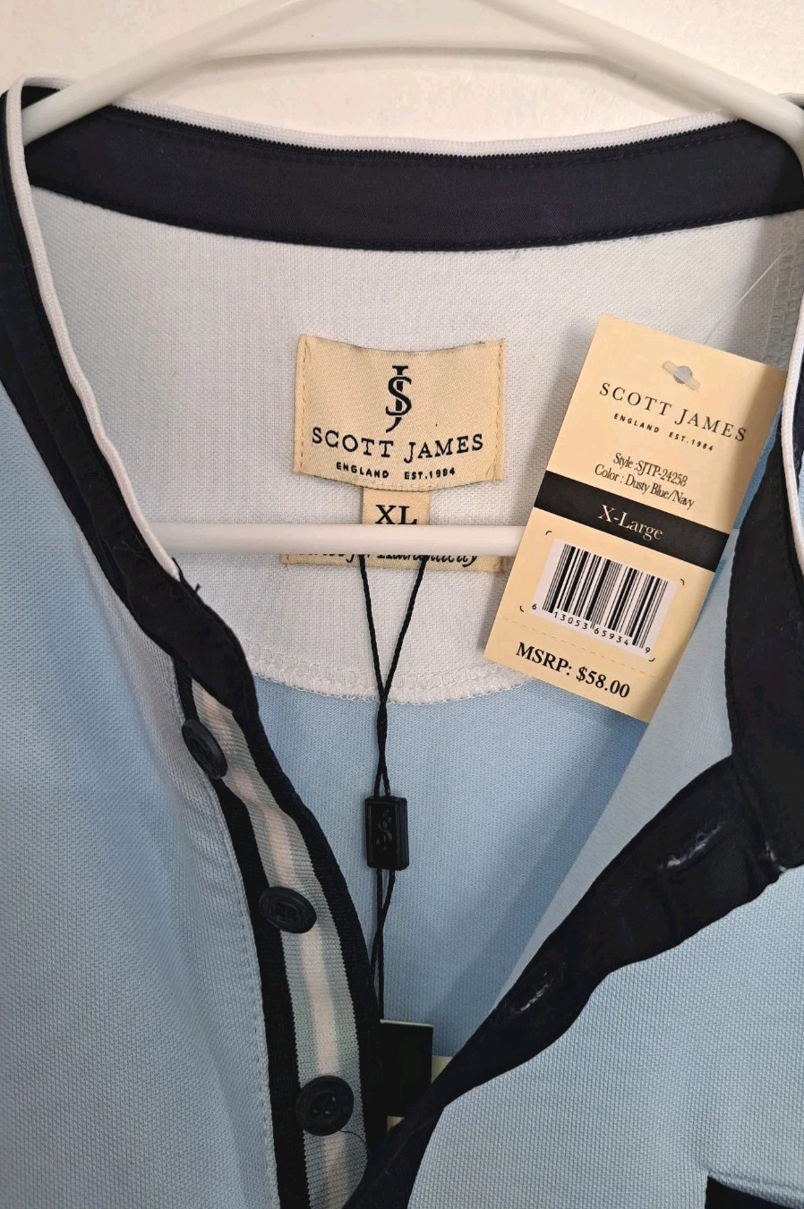 Scott James Men’s XLarge Shirt Dusty Blue/Navy Color New With Tags $58 Original