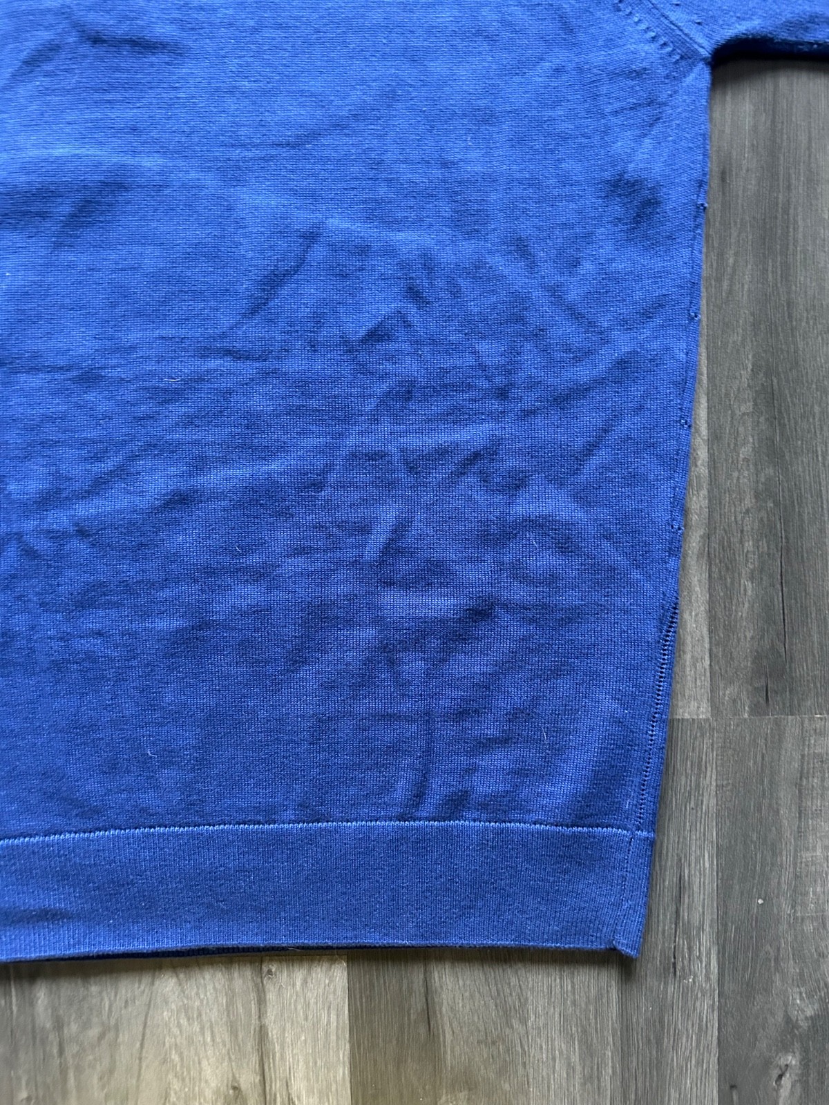Gabicci Knit T Shirt Medium Blue Ringer High Round Neck Short Sleeve Pocket Tee