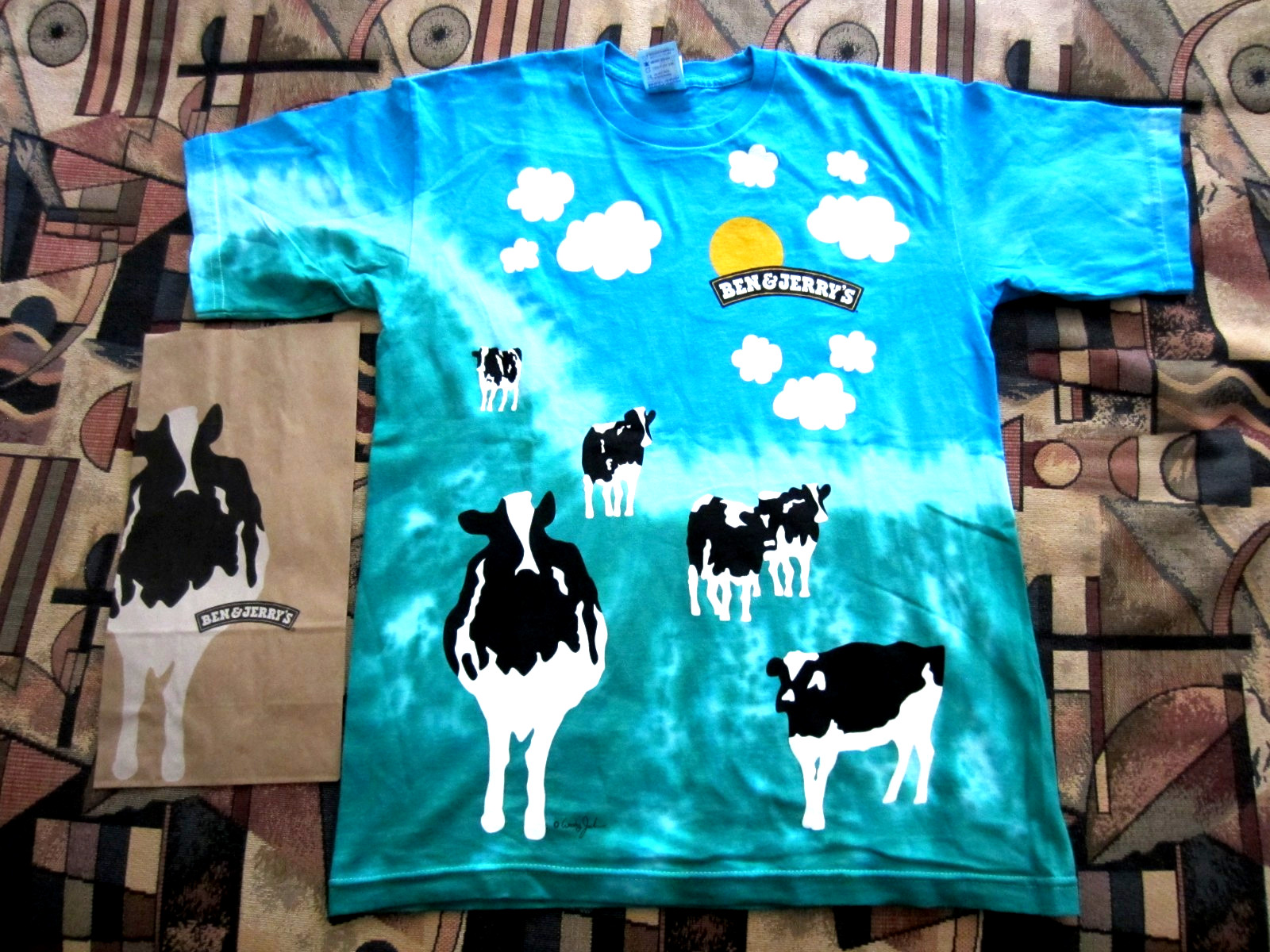 NEW Ben & Jerry’s Cow Tie Dye Woody Jackson Euphoria T Shirt Sizes M L XL & XXL