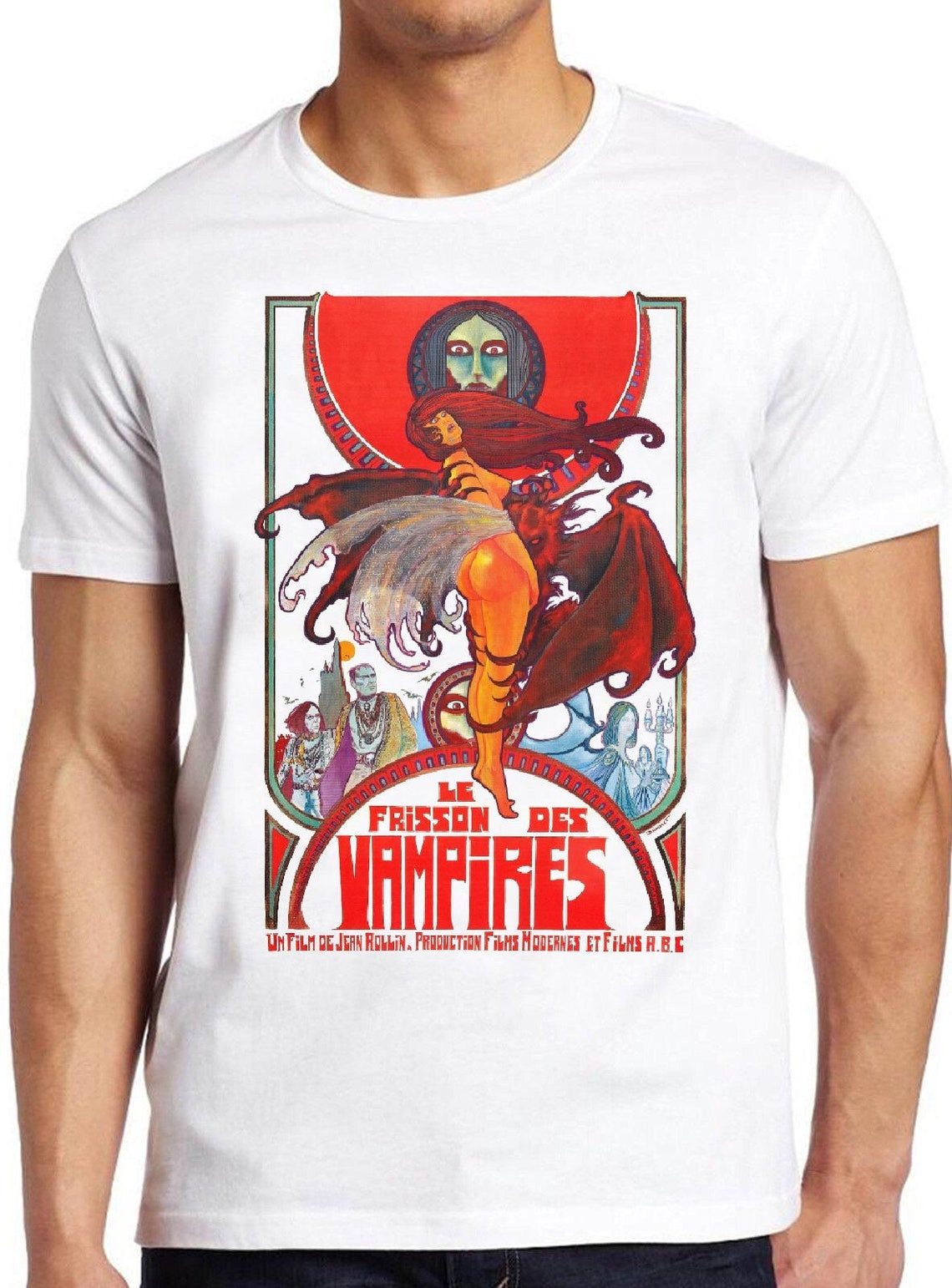 Les Frisson Des Vampires T Shirt, 70s French Horror Movie Poster Unisex shirt