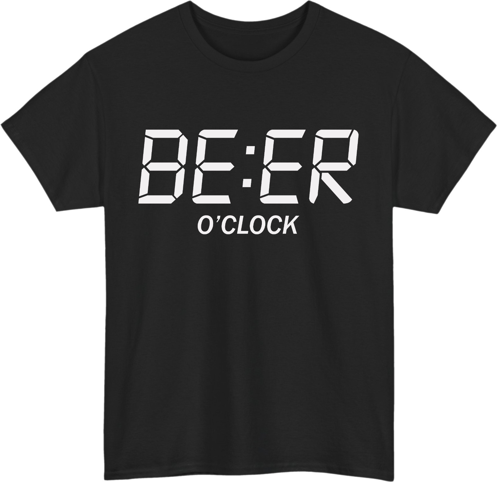Funny Beer O Clock Unisex T-Shirt – Digital Clock Drinking Sarcastic Meme Tee