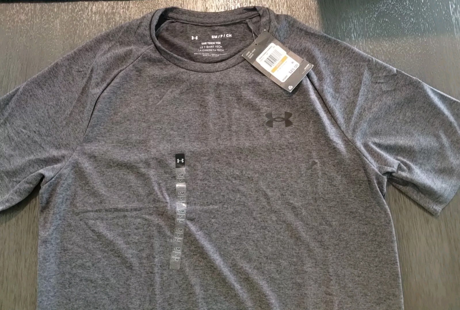 Under Armour Men’s Adult Size Small T Shirt, 2.0 Tech Tee 1326413, Charcoal Gray