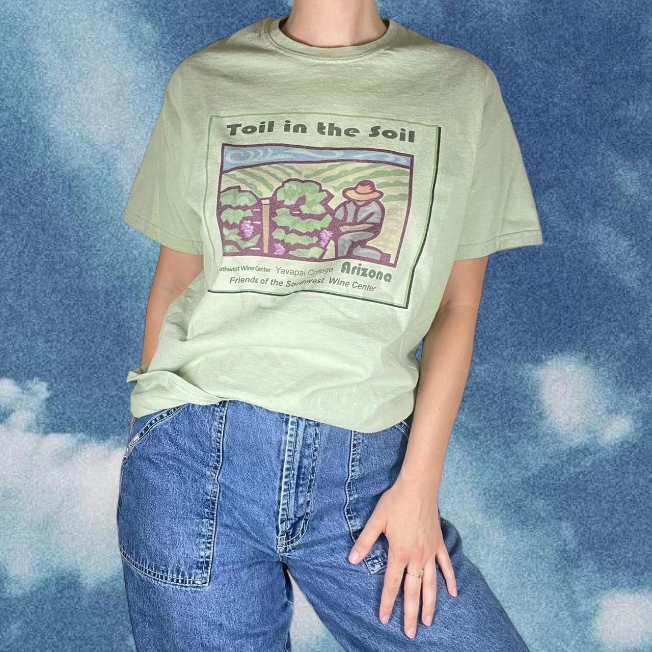 Vintage 90s Granola Green Nature Arizona Earthy T-Shirt Boho Southwest Sz Medium