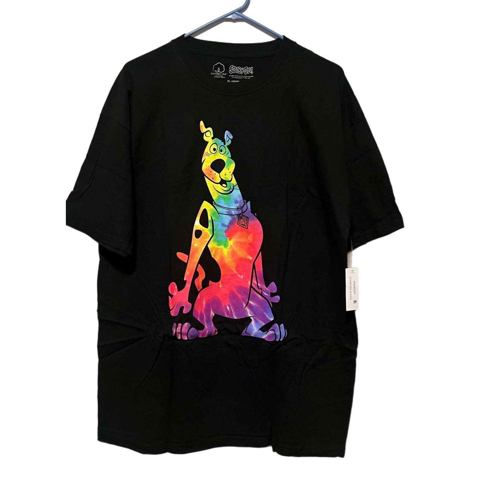 Scooby-Doo Black Men’s T-Shirt Tie-Dye Character Graphic Print Size XL