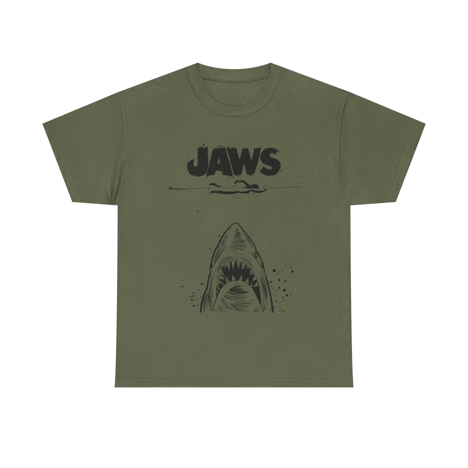 Jaws Poster Black & White Sketch T-Shirt