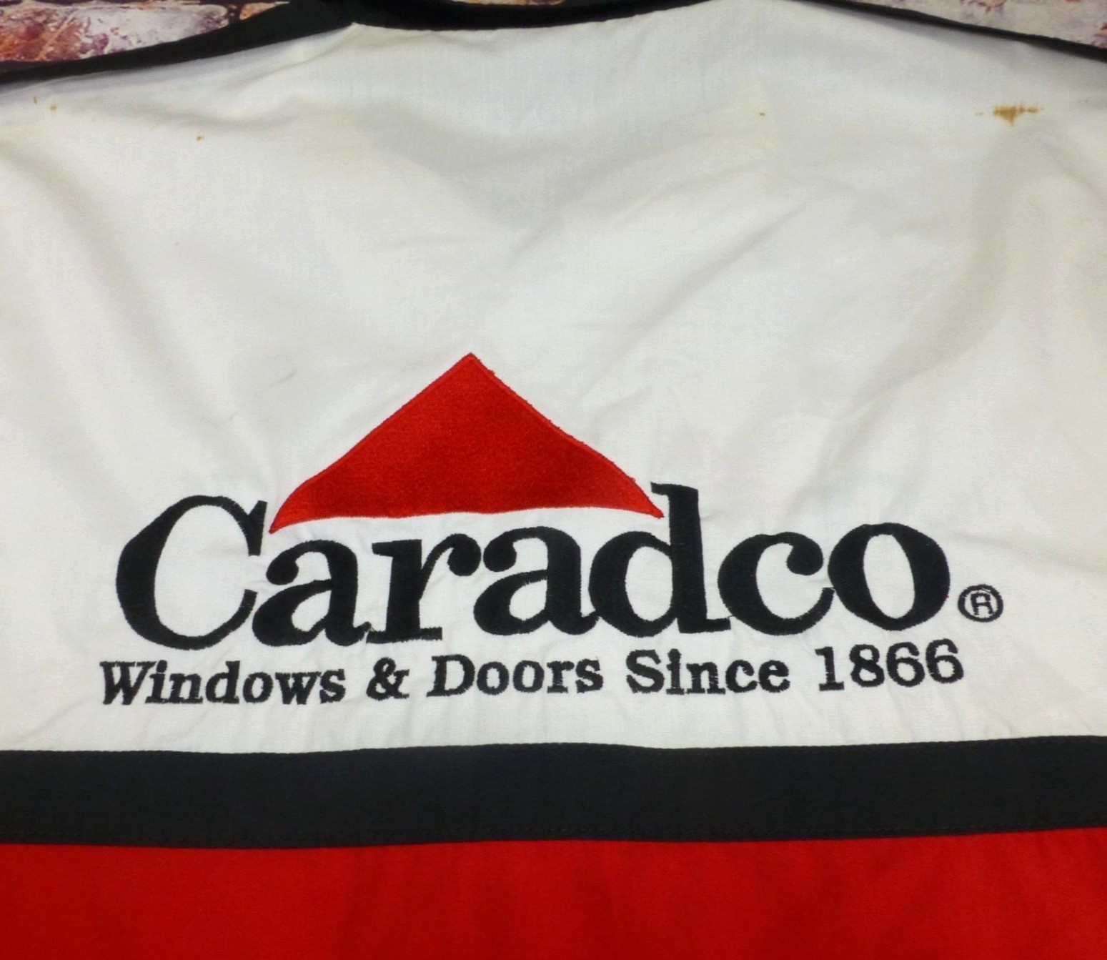1st Choice Racewear Caradco Windows & Doors Shirt XL Red White *Stains*